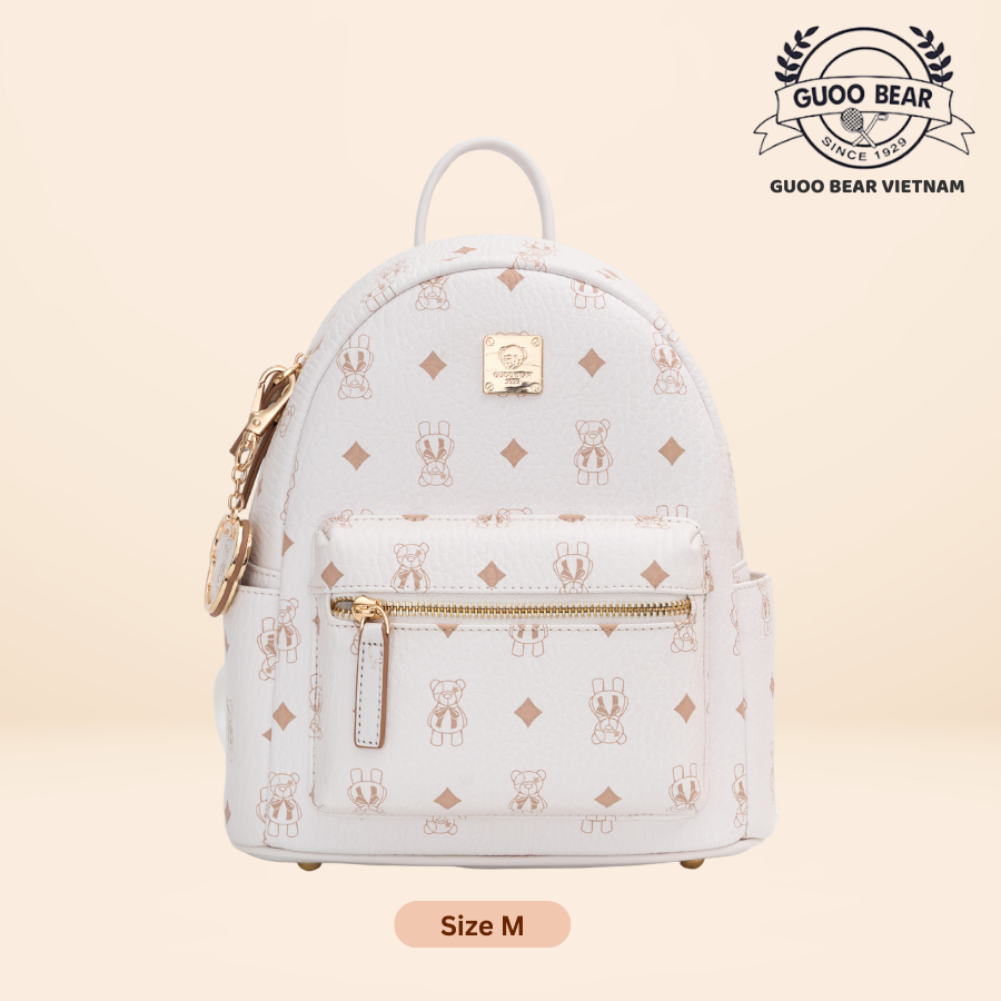 Mô tả Balo da GUOO BEAR chính hãng - GU8020 GU8021 GU8022 GU1173 màu trắng kèm charm - 2