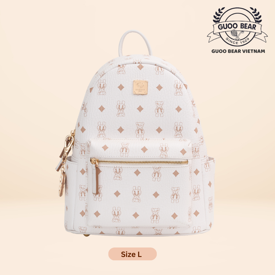 Mô tả Balo da GUOO BEAR chính hãng - GU8020 GU8021 GU8022 GU1173 màu trắng kèm charm - 4