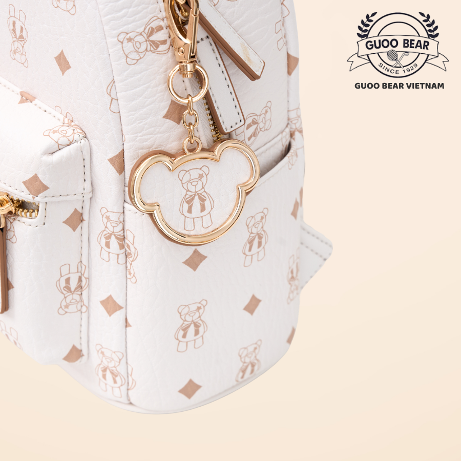 Mô tả Balo da GUOO BEAR chính hãng - GU8020 GU8021 GU8022 GU1173 màu trắng kèm charm - 6