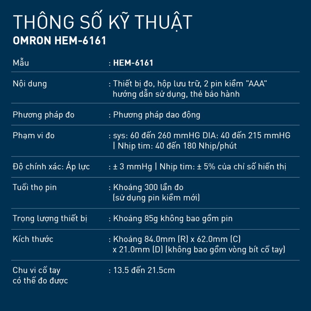 Mô tả Máy Đo Huyết Áp Cổ Tay Omron HEM-6161 - 2