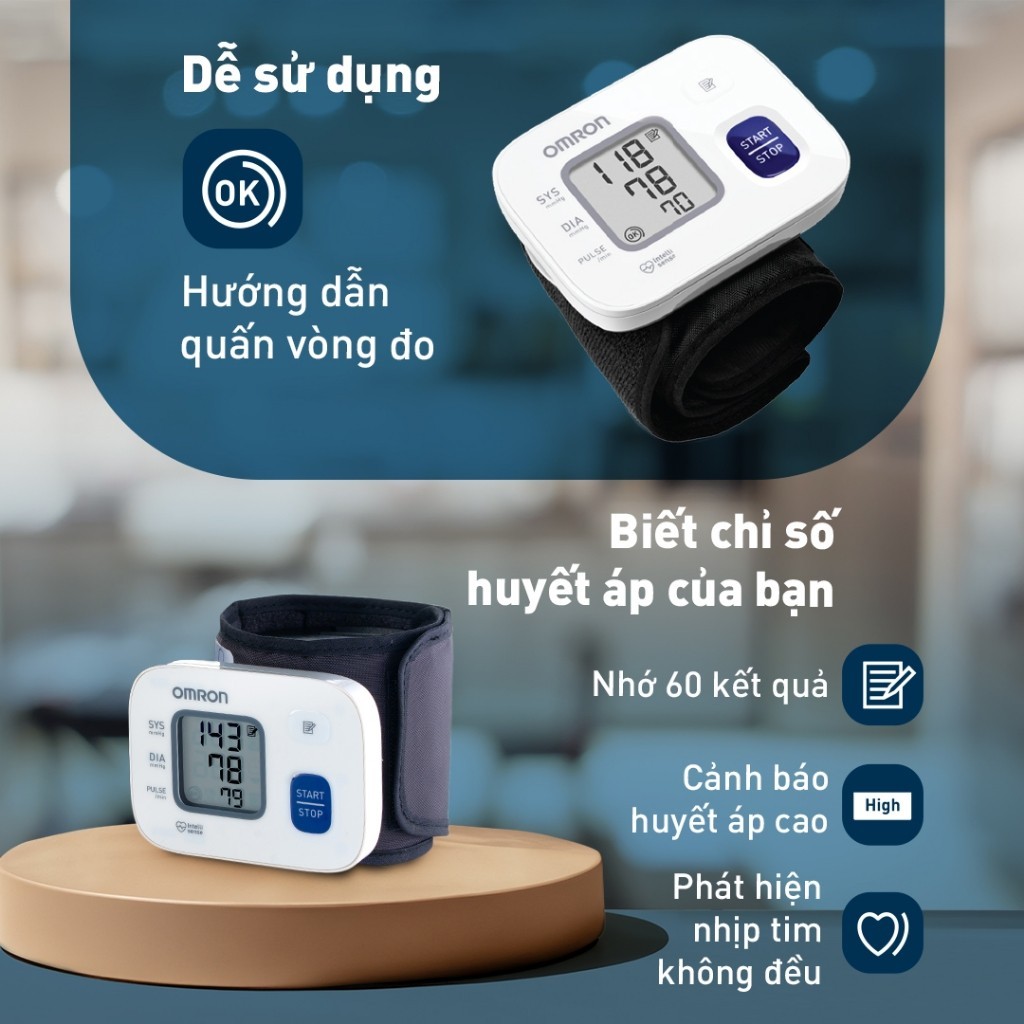 Mô tả Máy Đo Huyết Áp Cổ Tay Omron HEM-6161 - 3