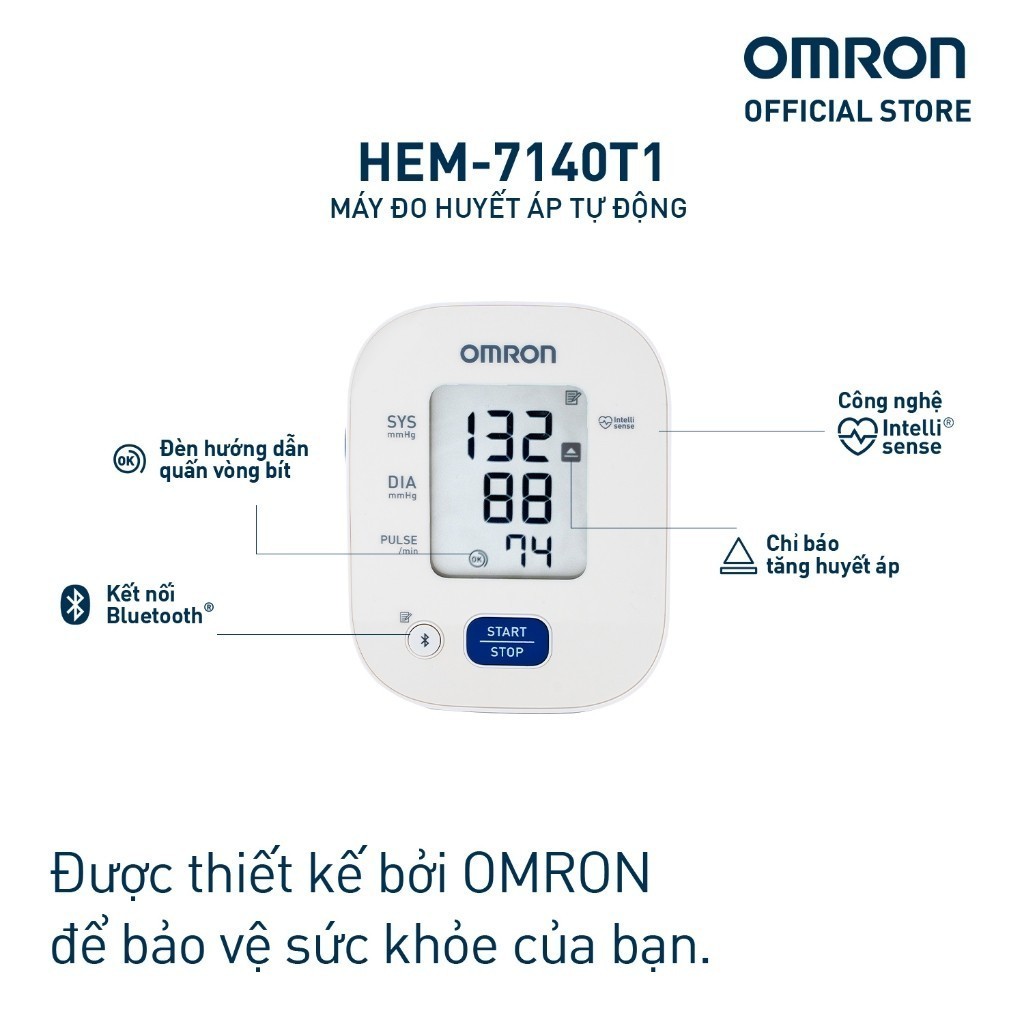 Mô tả Máy Đo Huyết Áp Bluetooth OMRON - Bảo Hành 5 Năm - HEM-7140T1 - Kết nối điện thoại thông minh - 1