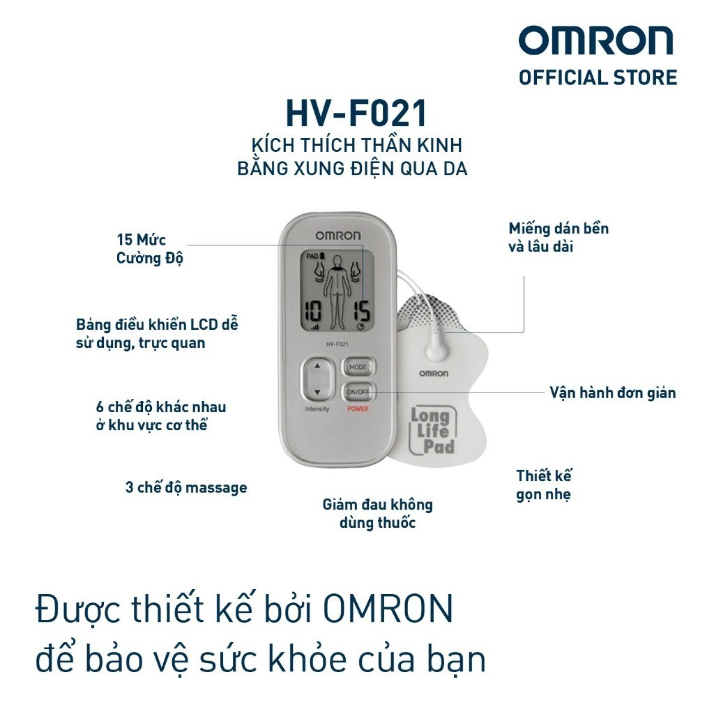 Mô tả Bộ Máy xung điện trị liệu HV-F021 và Miếng dán điện cực Omron - 1