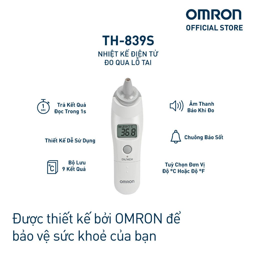 Mô tả Nhiệt Kế Điện Tử Đo Tai OMRON TH839S - 1