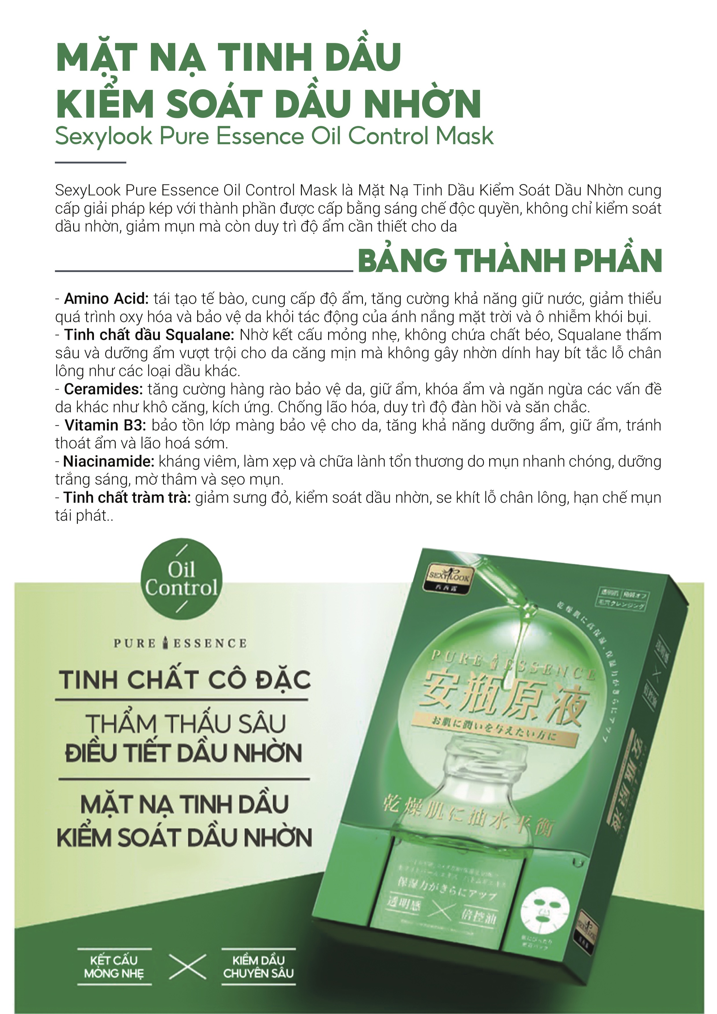 Mô tả VHL Bộ 9 Miếng Mặt Nạ Tràm Trà Dành Cho Da Dầu Mụn (5M Đen Tràm Trà*28ml/M + 4M Tinh Dầu XL*26ml/M) - 3