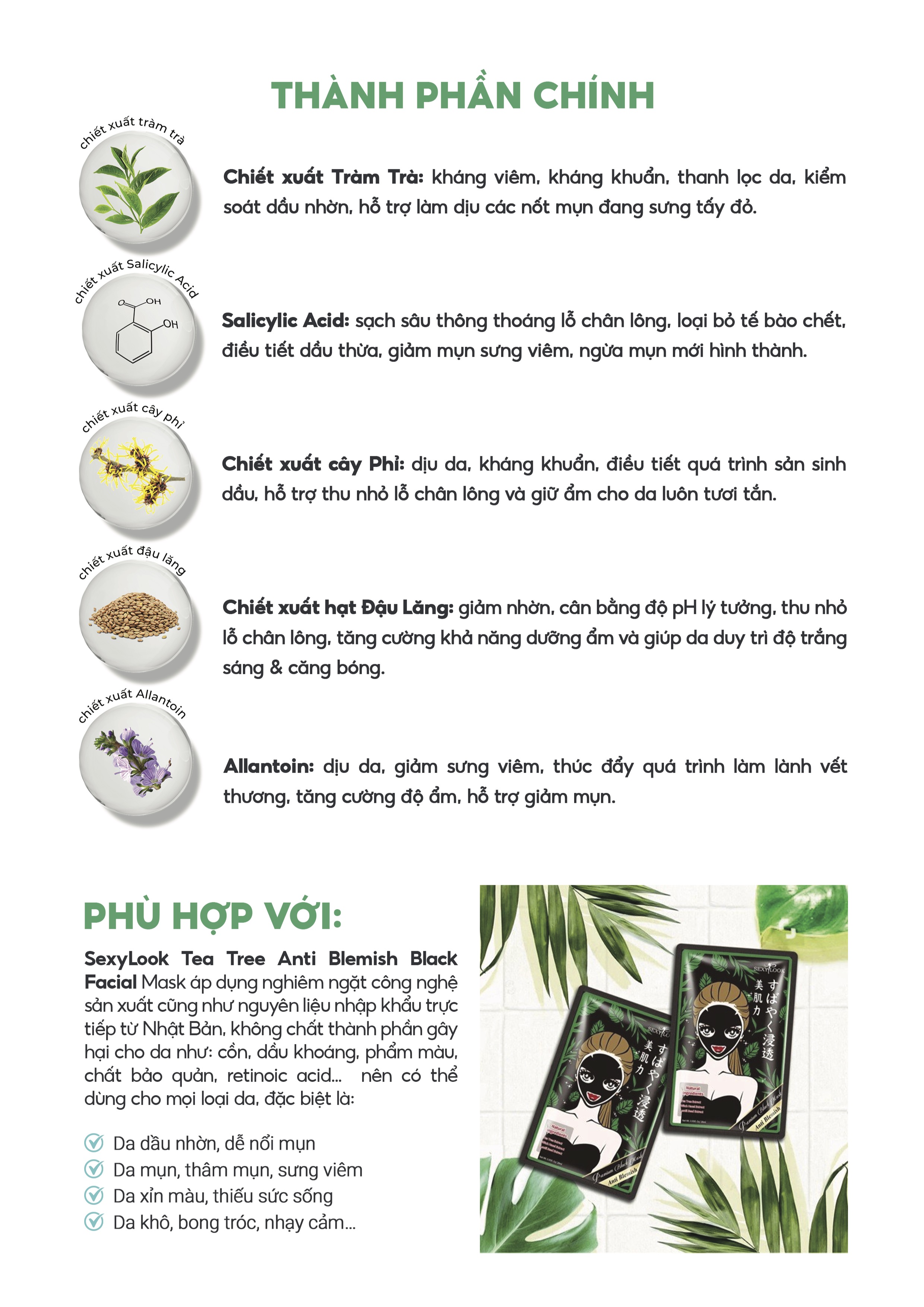 Mô tả VHL Bộ 9 Miếng Mặt Nạ Đen Tràm Trà + Tinh Dầu Trắng Da (5M Tràm Trà*28ml/M + 4M Tinh Dầu Vàng*26ml/M - 4