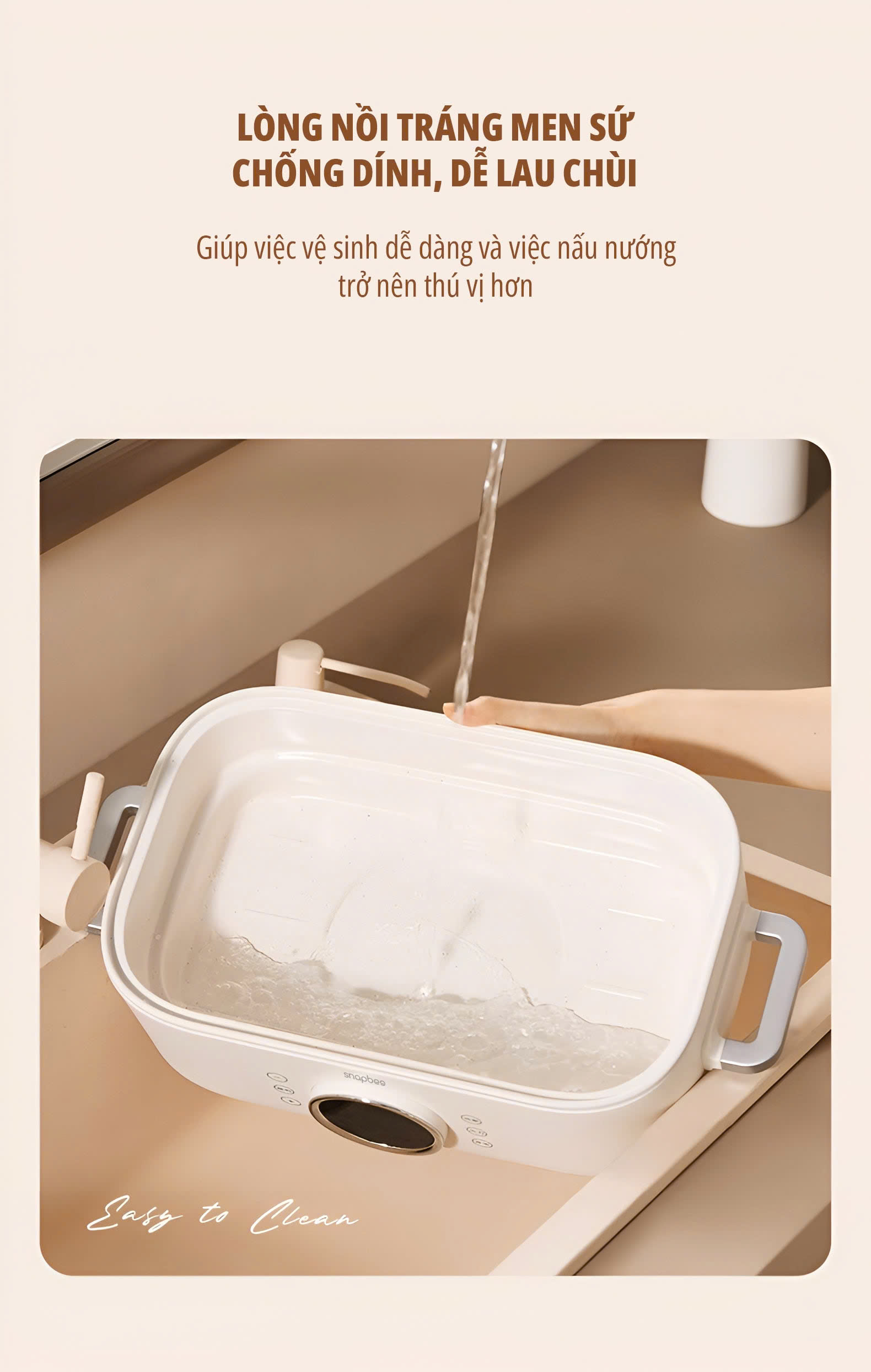 Mô tả Nồi Hấp Lẩu Điện 3 Tầng 20L SNAPBEE ST2000_5 Mức Nhiệt_Kháng Khuẩn_Không Gây Mùi [Snap Kitchen] - 7