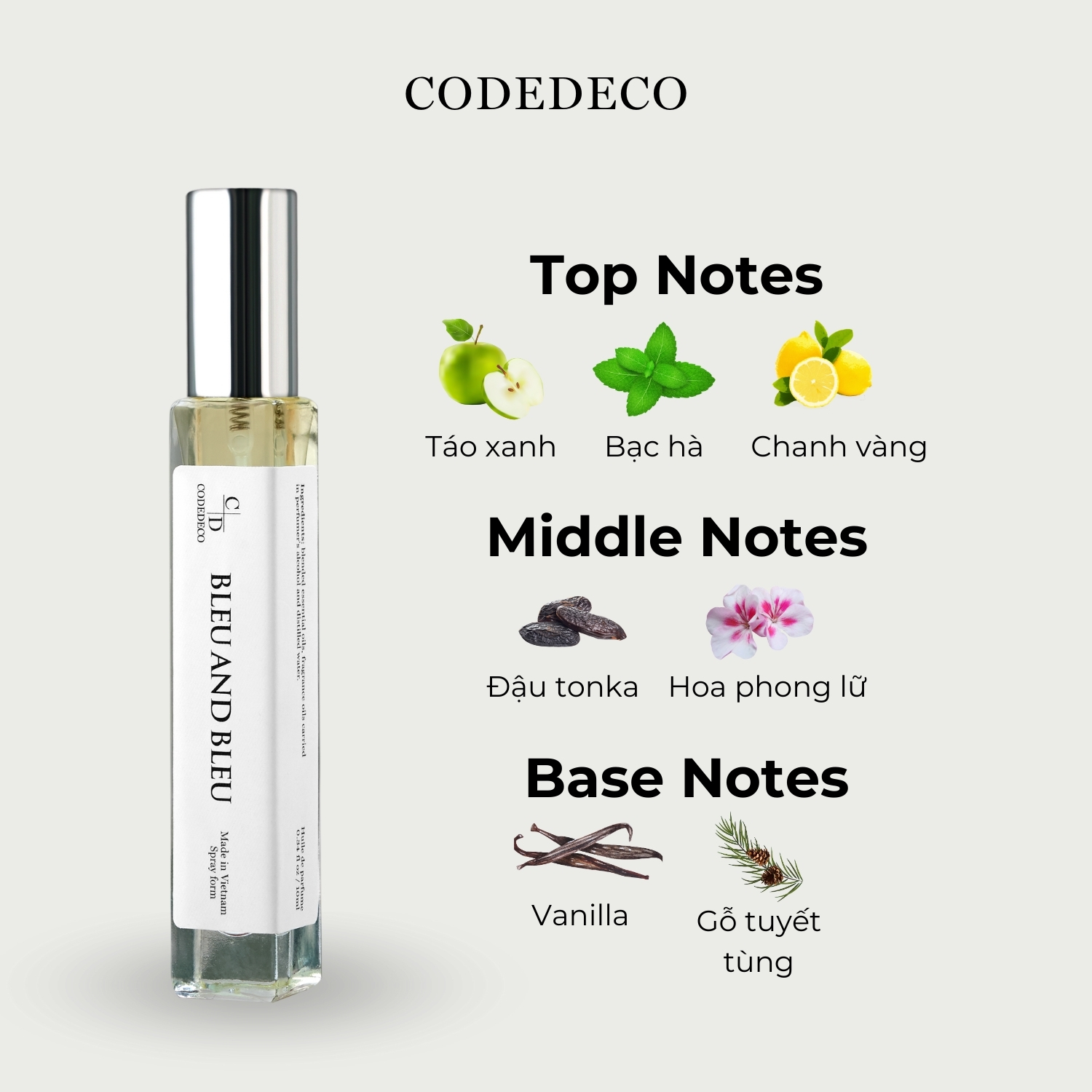 Mô tả Tinh dầu thơm CODEDECO Bleu And Bleu 10ml dạng xịt - Mạnh mẽ, Nam Tính, Thu hút - 2