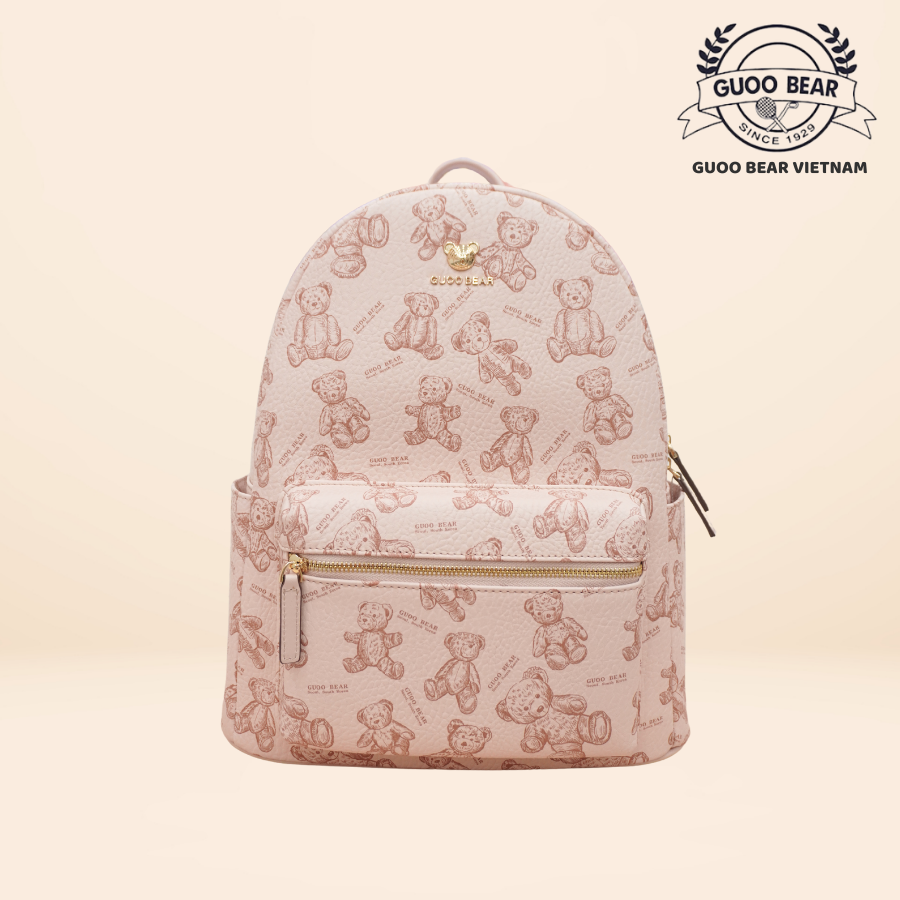 Mô tả Balo da GUOO BEAR chính hãng - GU8017 GU8018 GU8019 GU8029 Hồng Gấu kèm Charm - 3