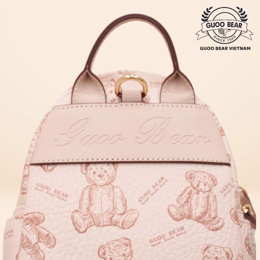 Mô tả Balo da GUOO BEAR chính hãng - GU8017 GU8018 GU8019 GU8029 Hồng Gấu kèm Charm - 5
