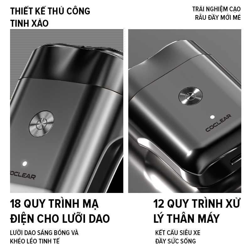 Mô tả Máy cạo râu mini coclear CS007 thiết kế động cơ tốc độ cao, cạo khô và nước, pin sử dụng đến 2 tháng, bảo hành một năm - 4