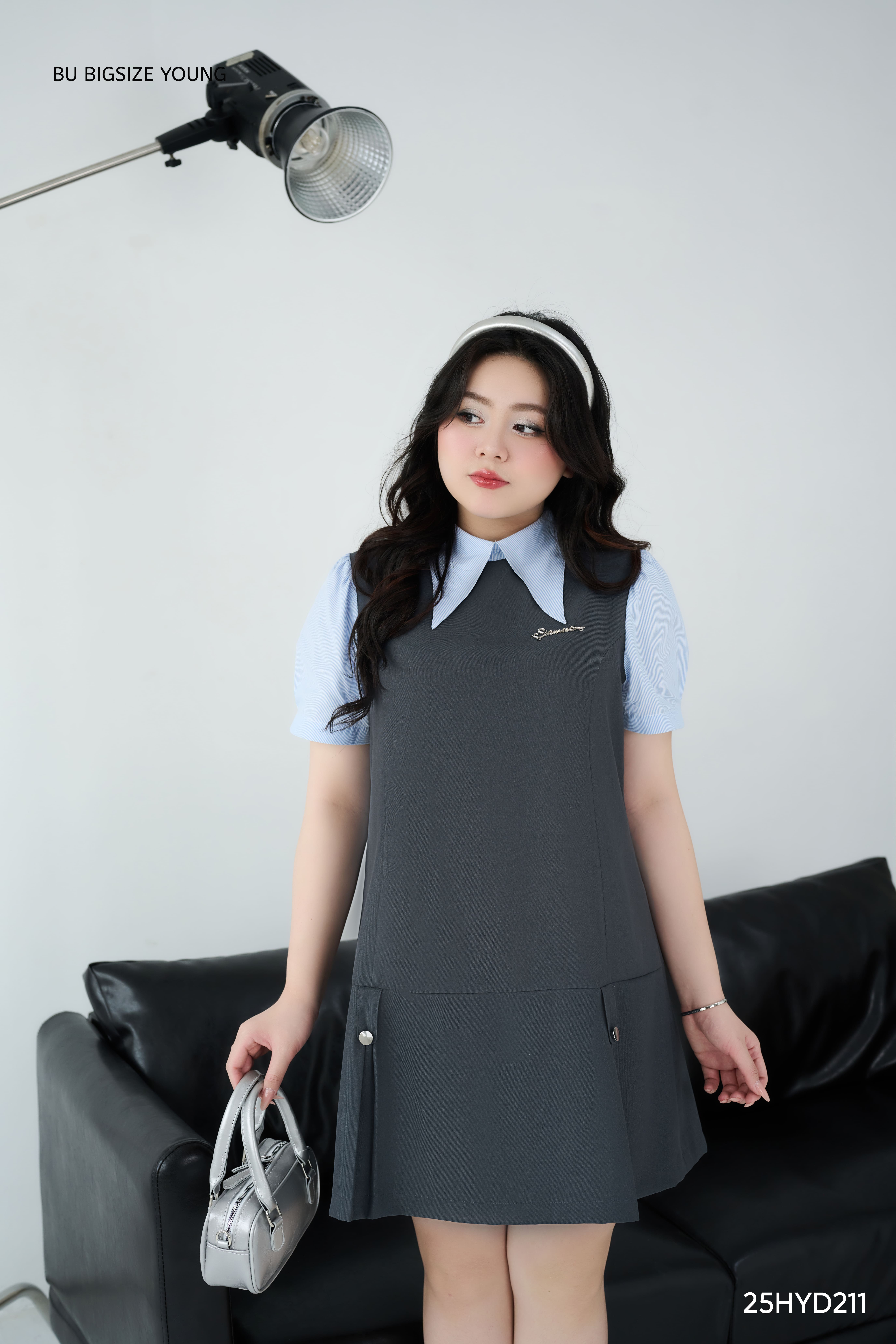 Mô tả Đầm suông cá eo phối xanh BIGSIZE (55kg đến 95kg) – 25HYD211 - [BU Bigsize Young] - 2