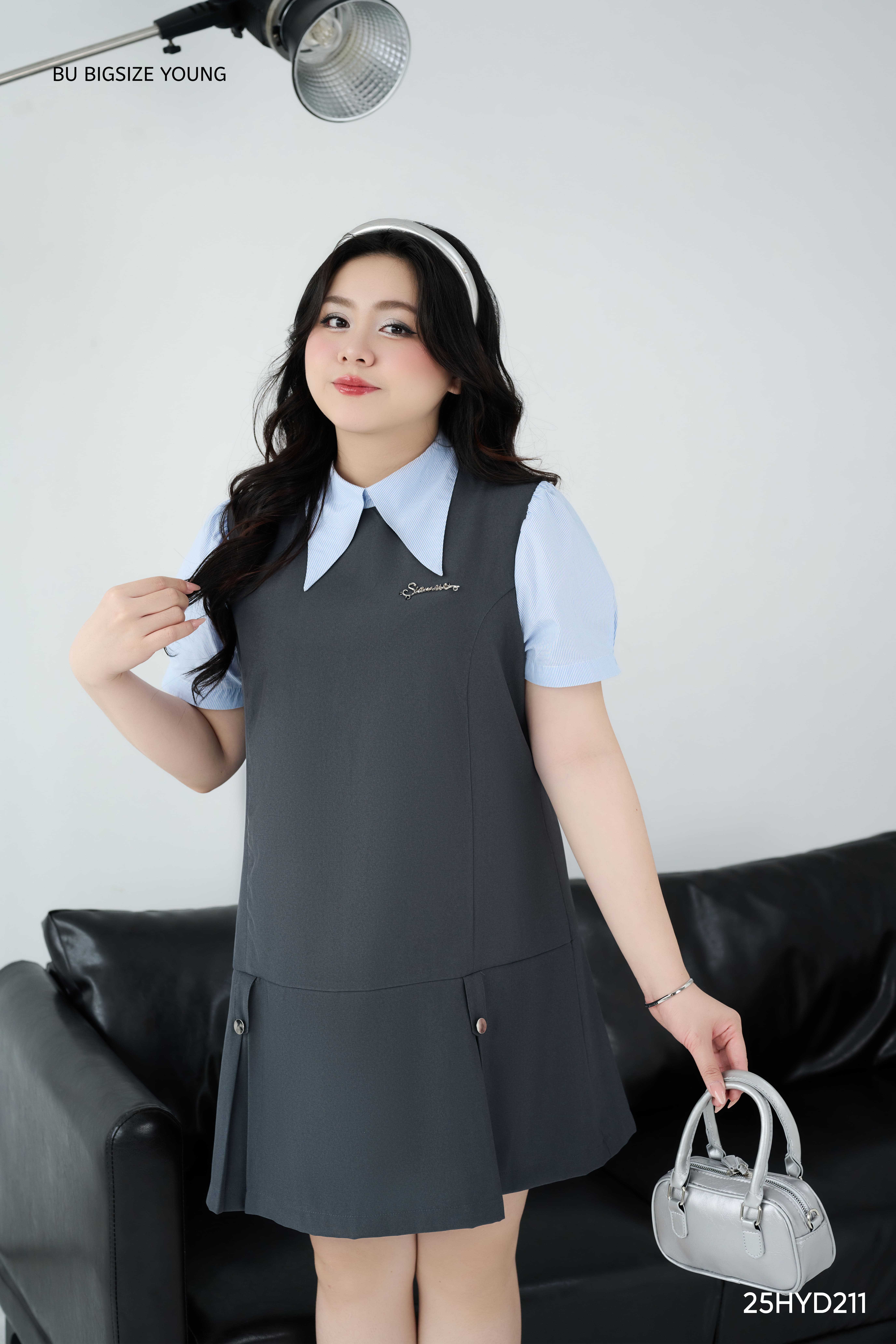 Mô tả Đầm suông cá eo phối xanh BIGSIZE (55kg đến 95kg) – 25HYD211 - [BU Bigsize Young] - 3