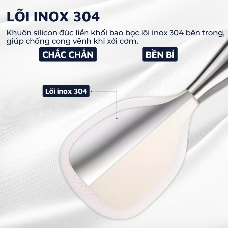 Mô tả Muỗng xới cơm chống dính tay cầm inox 304 DandiHome - 3