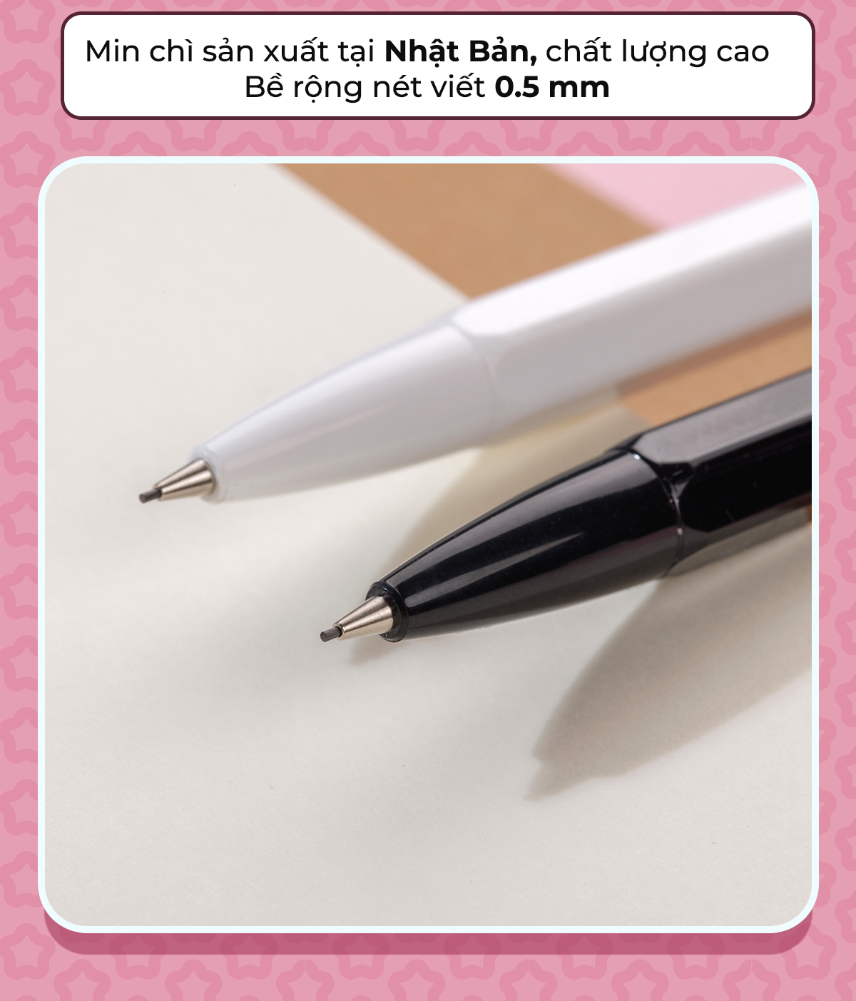 Mô tả Bút chì bấm Hoshi Thiên Long PC-037/HS công nghệ Nhật Bản - viết chì ngòi 0.5mm thiết kế tối giản, sẵn gôm trên nắp - 4