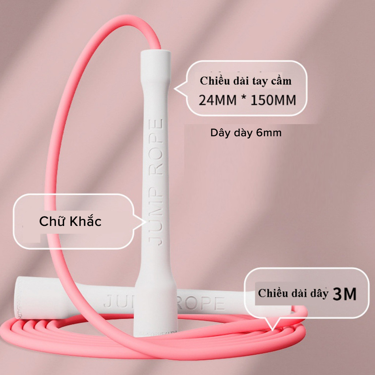 Mô tả Dây Nhảy Tốc Độ Dài 3m Dày 6mm Nhựa Dẻo Dai PVC Dây Nhảy Tập Thể Lực Tập Cadio Tại Nhà Chọn Màu Chính Hãng Amalife - 4
