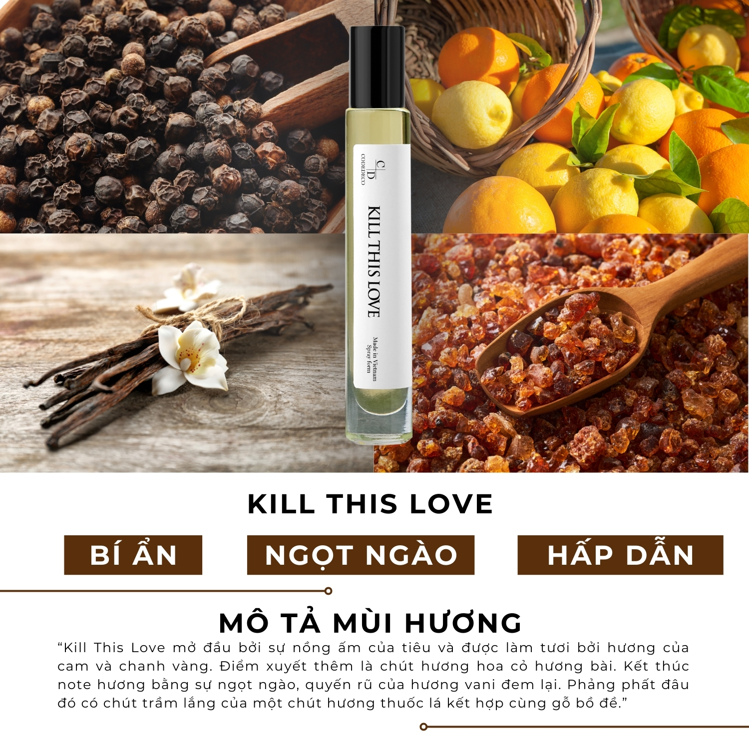 Mô tả Tinh dầu thơm unisex CODEDECO Kill This Love 10ml dạng lăn - Bí ẩn, Ngọt ngào, Trưởng thành - 1