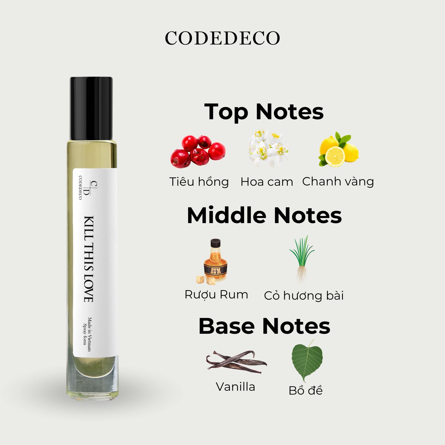Mô tả Tinh dầu thơm unisex CODEDECO Kill This Love 10ml dạng lăn - Bí ẩn, Ngọt ngào, Trưởng thành - 2