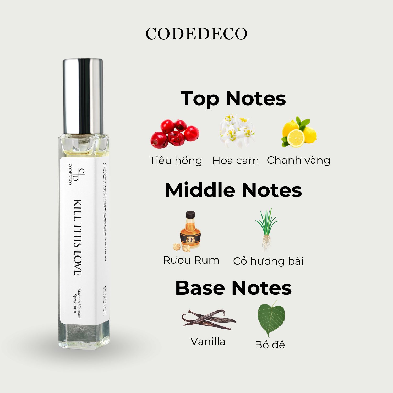 Mô tả Tinh dầu thơm unisex CODEDECO Kill This Love 10ml dạng xịt - Ngọt ngào, Bí Ẩn, Quyến rũ - 2