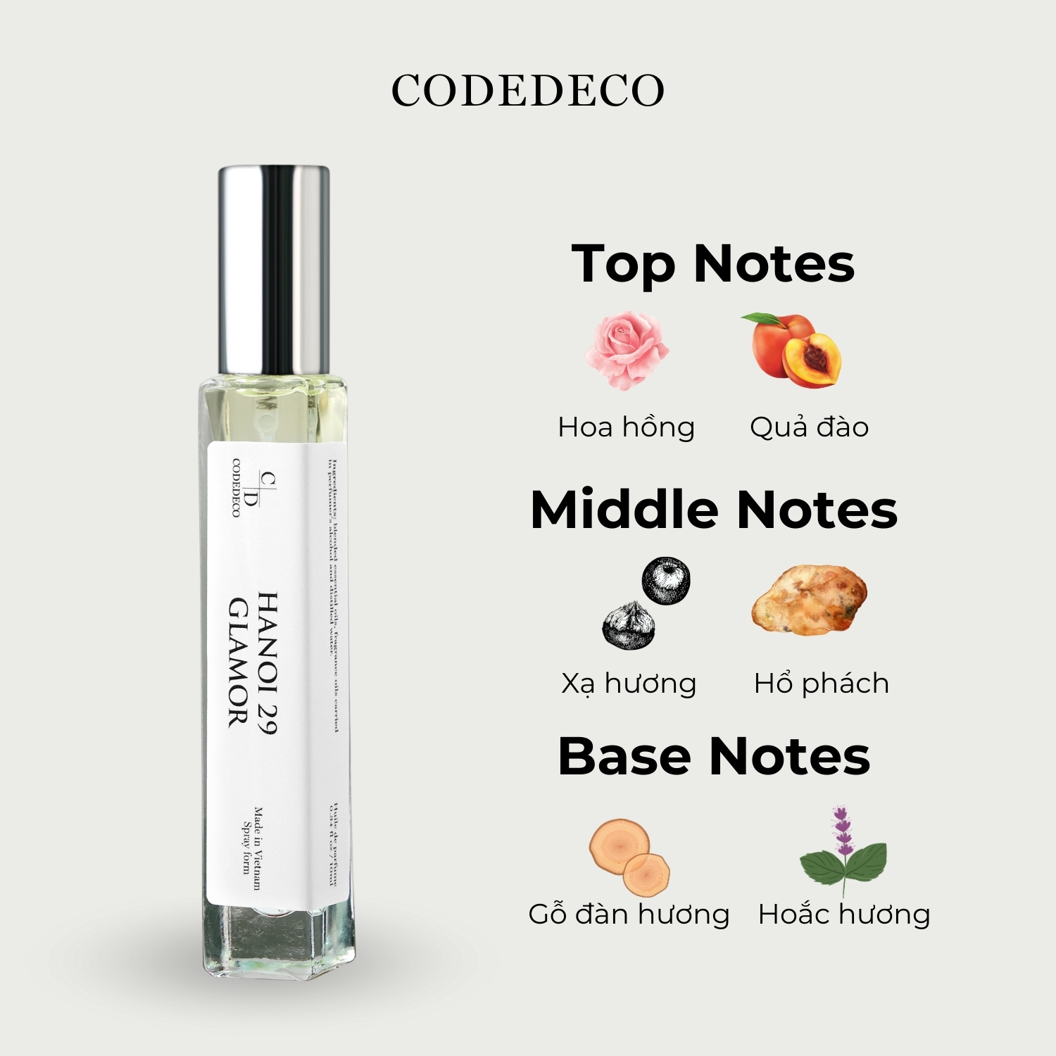 Mô tả Tinh dầu thơm nữ CODEDECO Hanoi 29 Glamor 10ml dạng xịt - Nhẹ nhàng, Tinh tế, Thanh lịch - 3