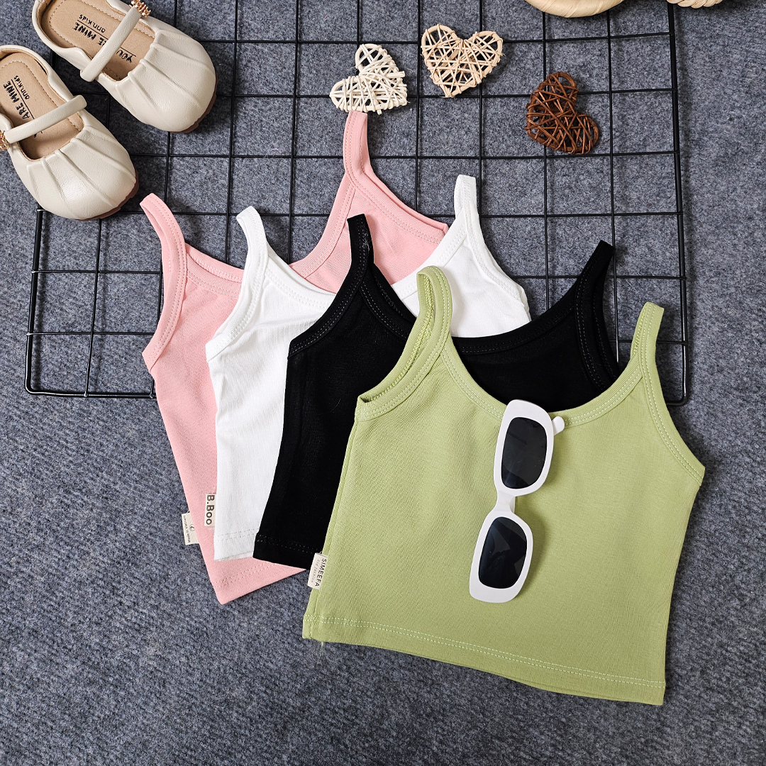 Mô tả Áo 2 Dây Cho Bé Gái Dáng Ngắn Croptop Vải Zip Form Ôm Dáng Cực Yêu, Áo Thun Mùa Hè Cho Bé Gái BabyBoo- Pibo-CRHD01 - 1