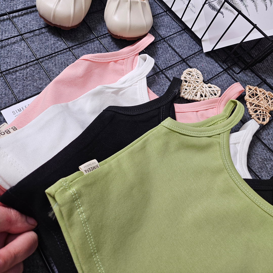 Mô tả Áo 2 Dây Cho Bé Gái Dáng Ngắn Croptop Vải Zip Form Ôm Dáng Cực Yêu, Áo Thun Mùa Hè Cho Bé Gái BabyBoo- Pibo-CRHD01 - 2