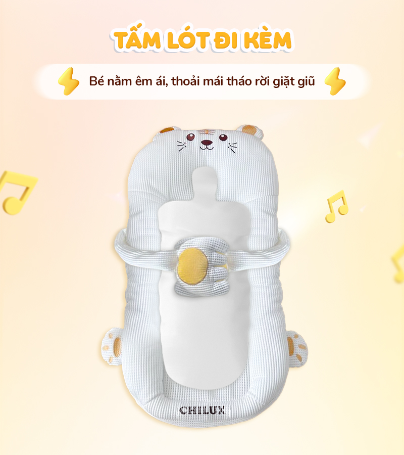 Mô tả Gối chống trào ngược cho bé Hổ vàng Chilux - Thiết kế 3 nấc nghiêng tùy chỉnh, gối định hình - 2