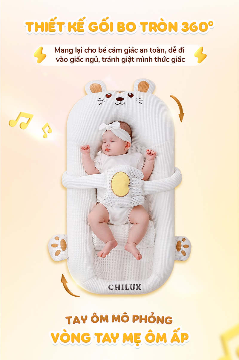 Mô tả Gối chống trào ngược cho bé Hổ vàng Chilux - Thiết kế 3 nấc nghiêng tùy chỉnh, gối định hình - 4