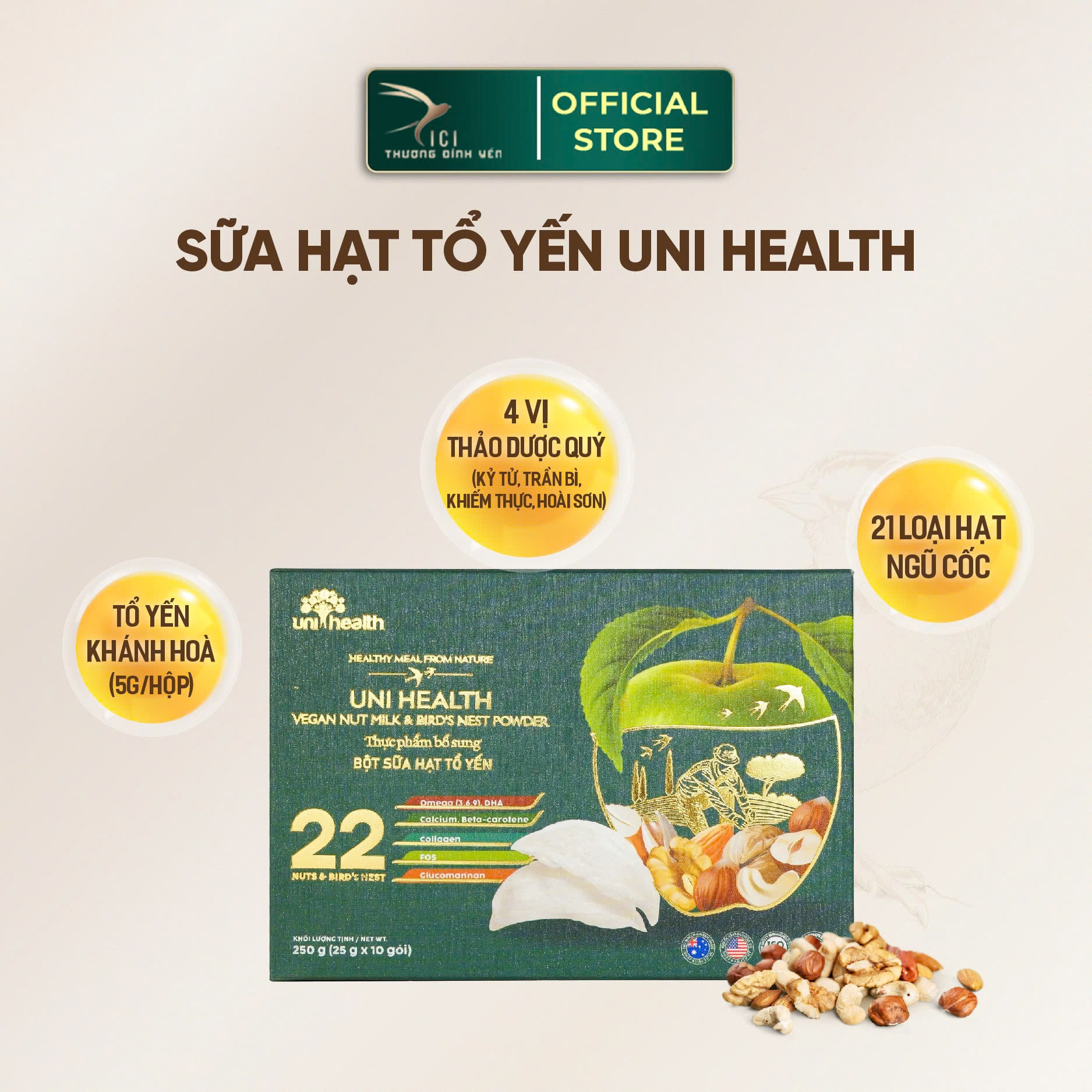 Mô tả Sữa Hạt Tổ Yến CiCi Thượng Đỉnh Yến Hộp 10 Gói Gồm 21 Loại Hạt Dinh Dưỡng và 4 Thảo Dược Quý Chứa Yến Thật Nguyên Chất - 1
