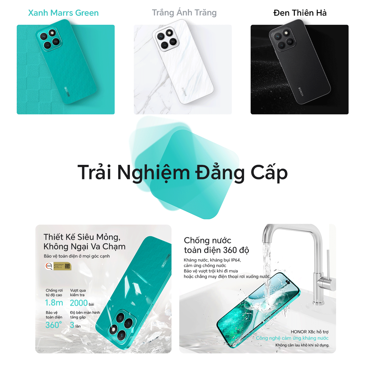 Mô tả Điện thoại HONOR X8c 8GB + 256/512GB | Camera 108MP| Kháng bụi và nước| Snapdragon 685 | Pin 5000mAh - 3