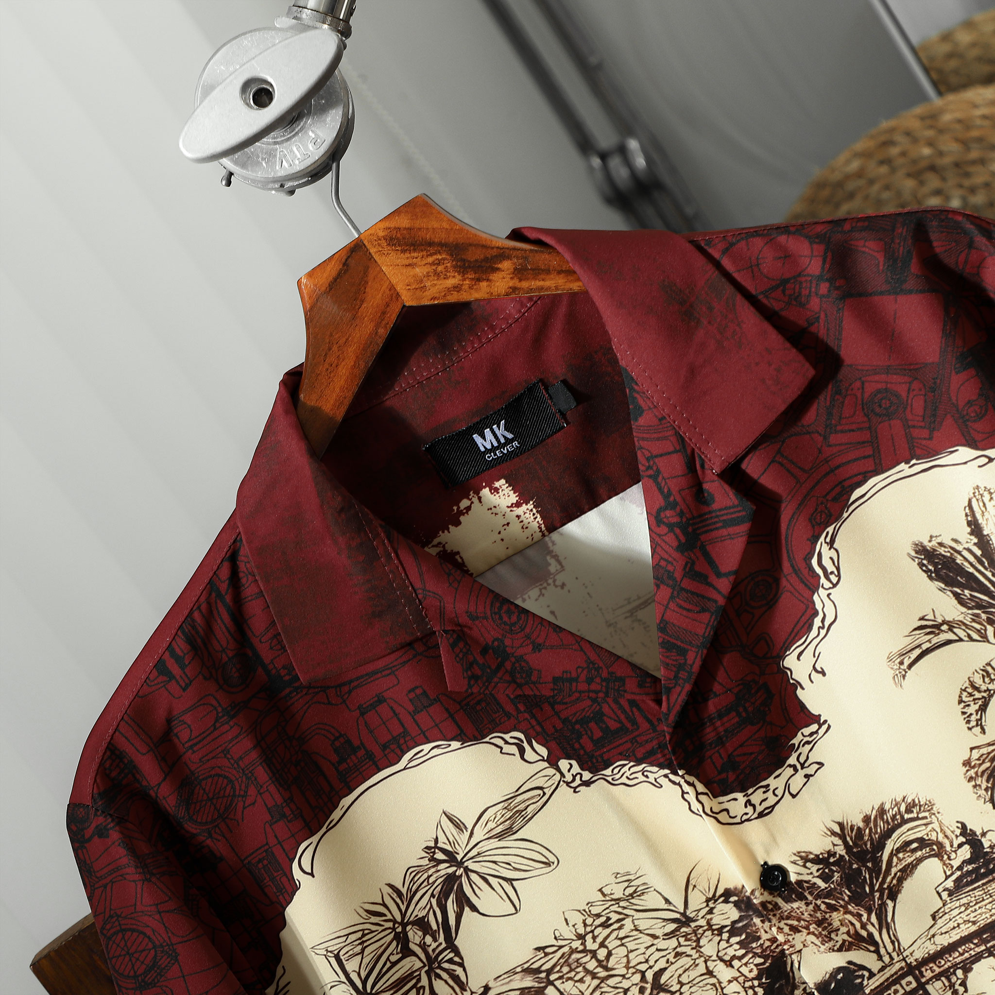 Mô tả Áo Sơ Mi Cuban nam Red Pond MKCLEVER Chất lụa mềm mịn, thoáng mát, chống nhăn, form rộng mặc hằng ngày - 5