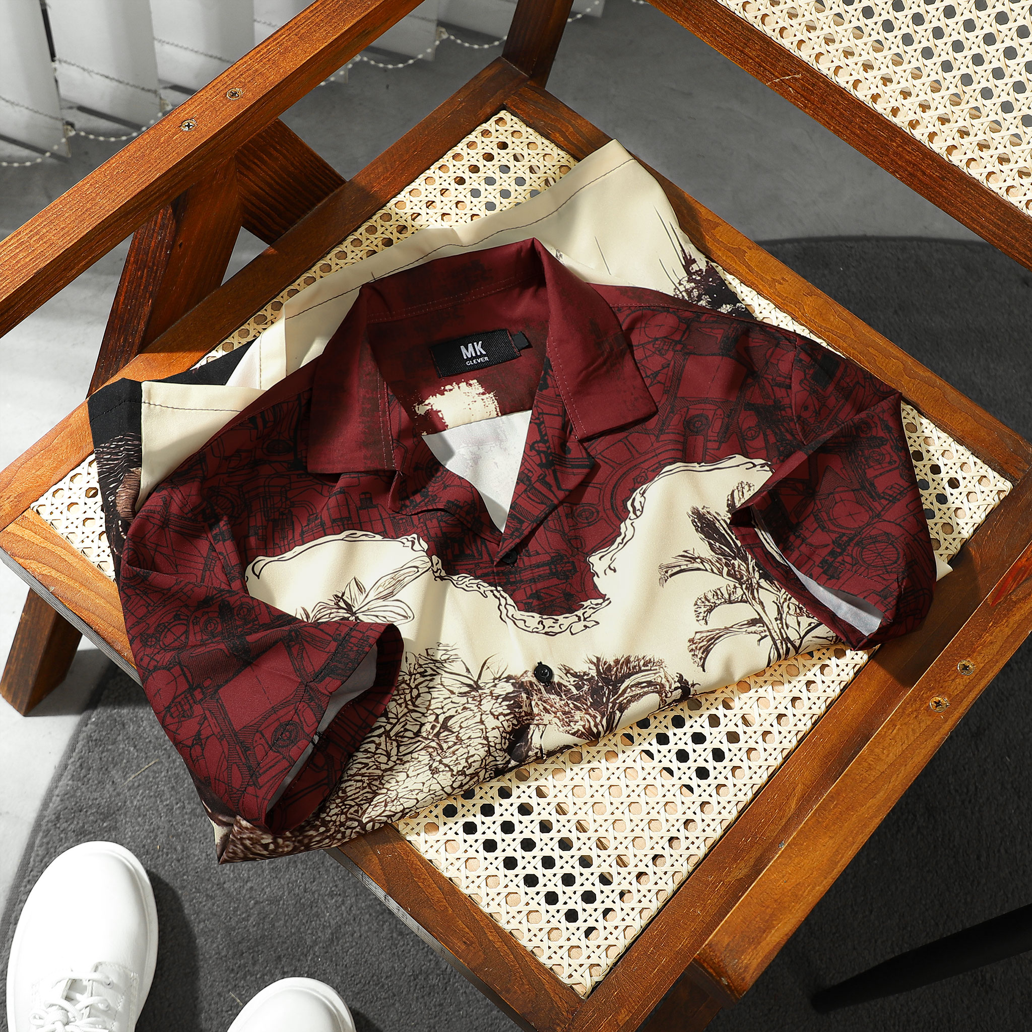 Mô tả Áo Sơ Mi Cuban nam Red Pond MKCLEVER Chất lụa mềm mịn, thoáng mát, chống nhăn, form rộng mặc hằng ngày - 9