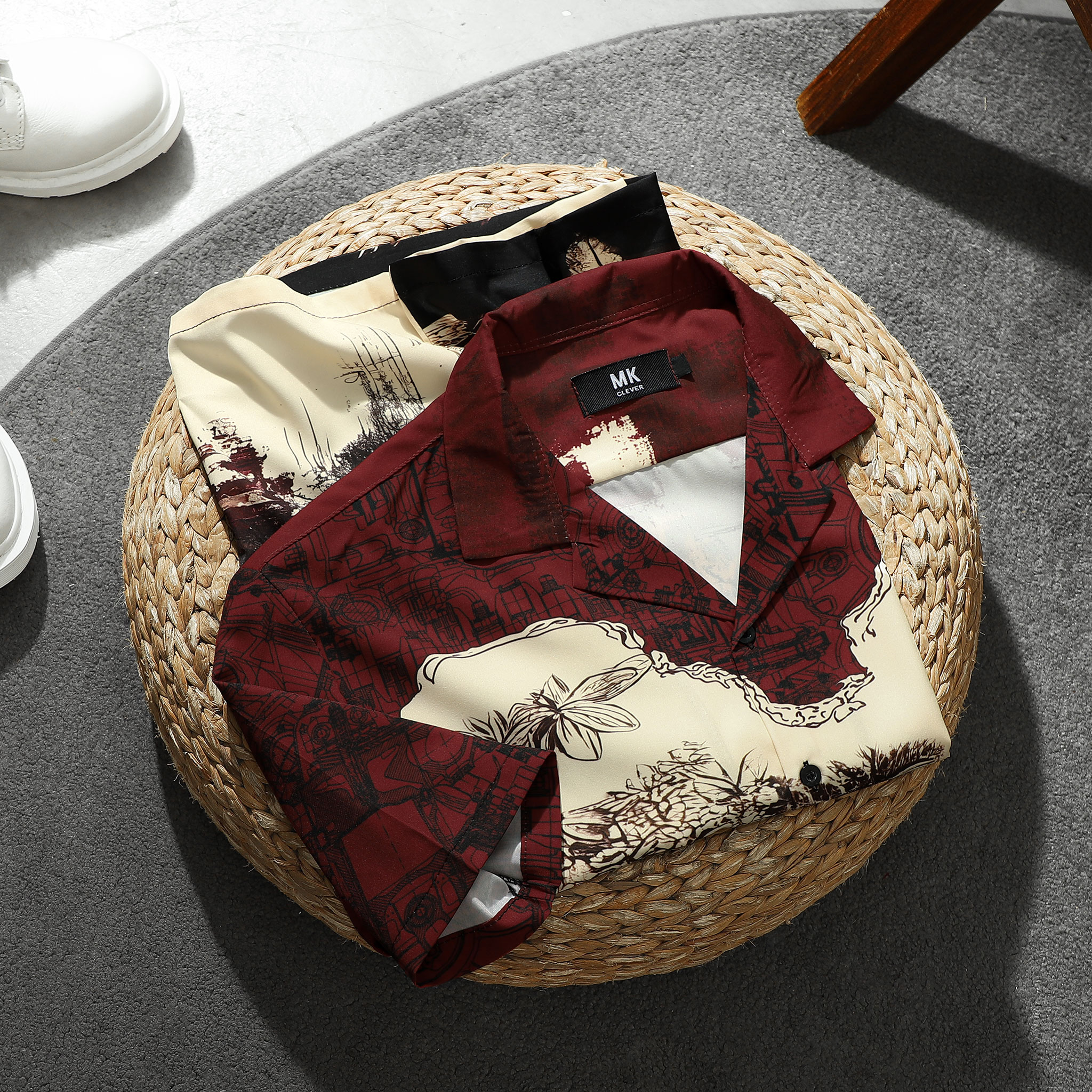 Mô tả Áo Sơ Mi Cuban nam Red Pond MKCLEVER Chất lụa mềm mịn, thoáng mát, chống nhăn, form rộng mặc hằng ngày - 10