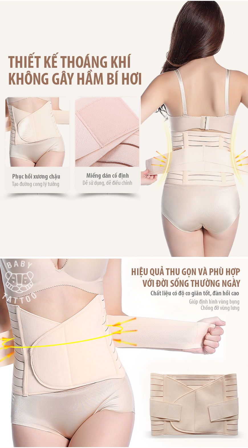 Mô tả Đai Gen Nịt Bụng Baby Tattoo Định Hình Vòng Eo Sau Sinh Cho Mẹ - 1