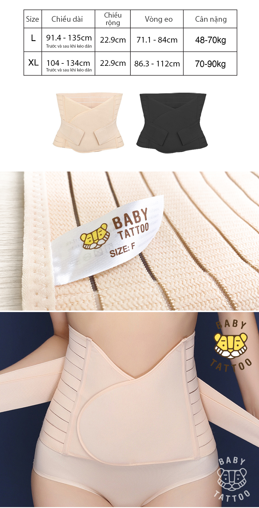 Mô tả Đai Gen Nịt Bụng Baby Tattoo Định Hình Vòng Eo Sau Sinh Cho Mẹ - 3