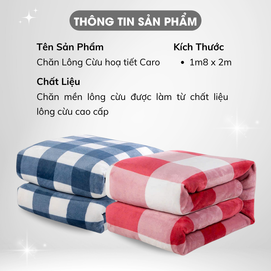 Mô tả Chăn Mền Lông Cừu hoạ tiết Caro Cao Cấp sợi Lông Cừu Dày Mềm Mịn Ấm Áp Cho Gia đình Văn phòng Du lịch Xe Khách 1m8x2m - 2