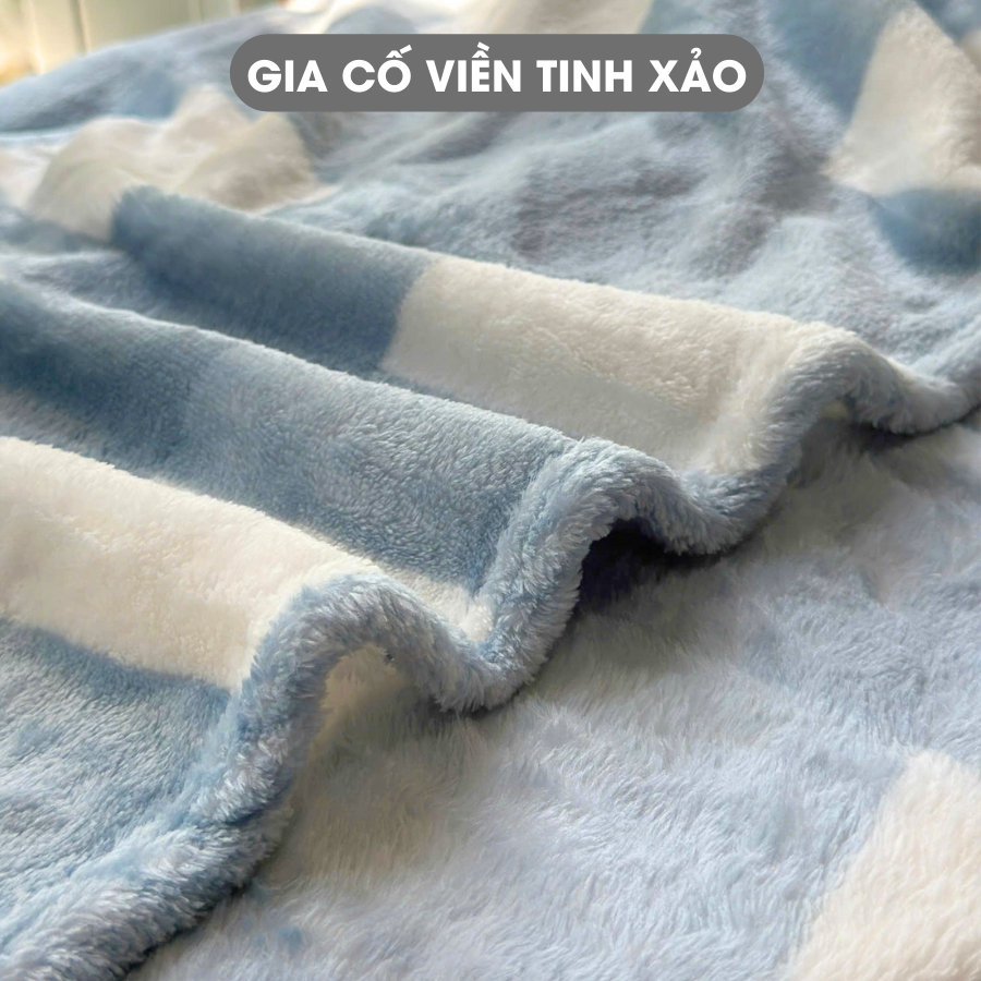 Mô tả Chăn Mền Lông Cừu hoạ tiết Caro Cao Cấp sợi Lông Cừu Dày Mềm Mịn Ấm Áp Cho Gia đình Văn phòng Du lịch Xe Khách 1m8x2m - 5