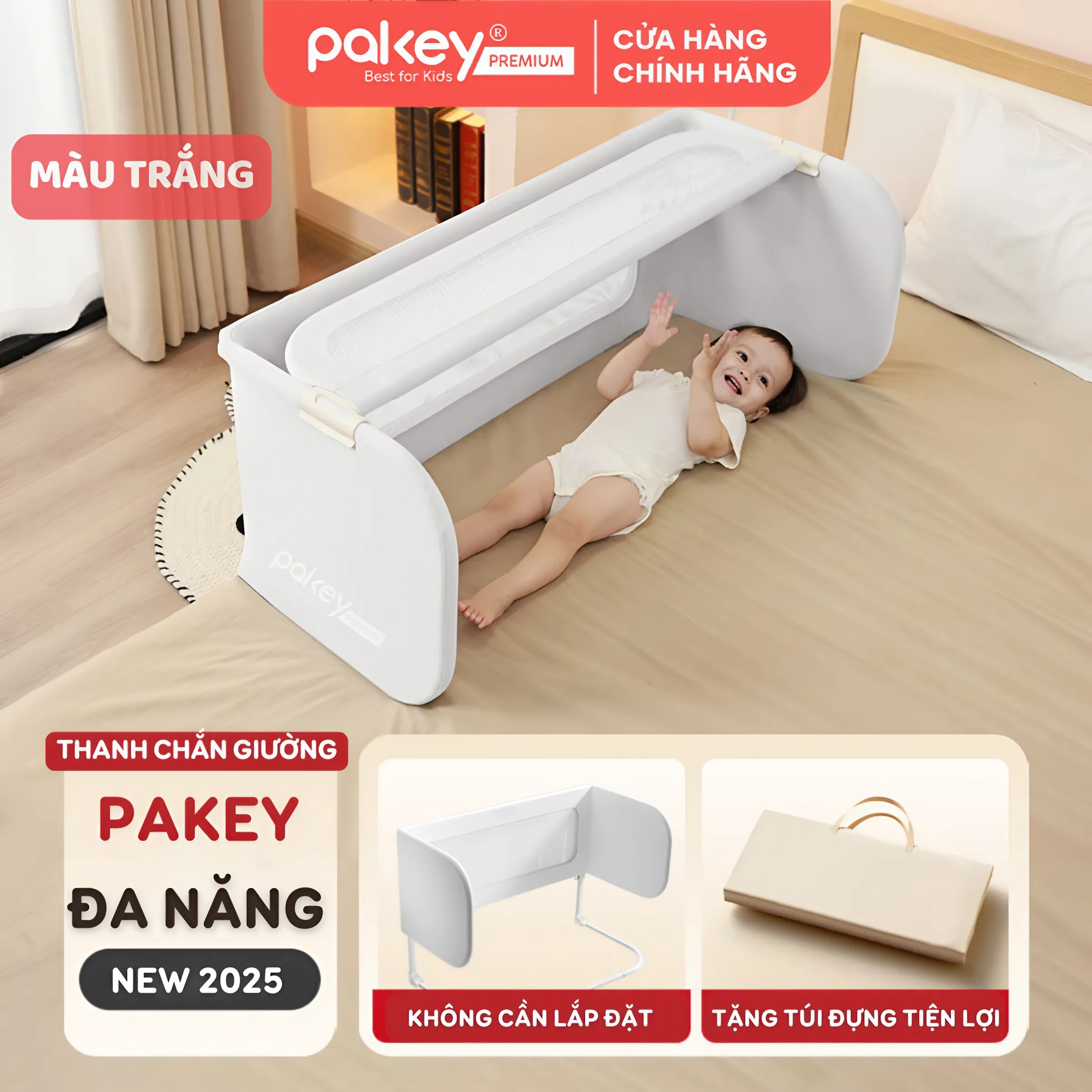 Mô tả Thanh Chắn Giường Đa Năng PAKEY Cao Cấp Có Thể Gập Gọn, Nôi Cũi Trên Giường Tiện Lợi Cho Bé Tặng Kèm Thanh Rời - 2