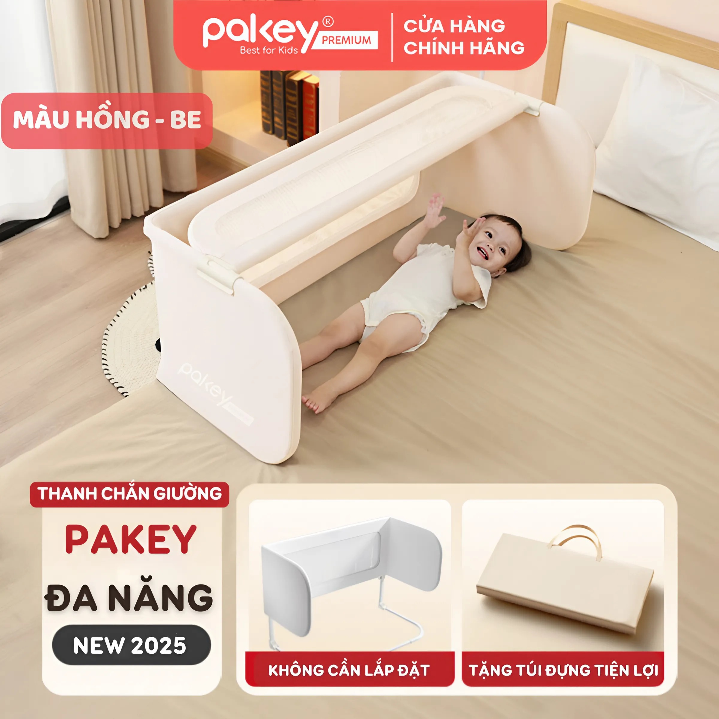 Mô tả Thanh Chắn Giường Đa Năng PAKEY Cao Cấp Có Thể Gập Gọn, Nôi Cũi Trên Giường Tiện Lợi Cho Bé Tặng Kèm Thanh Rời - 3