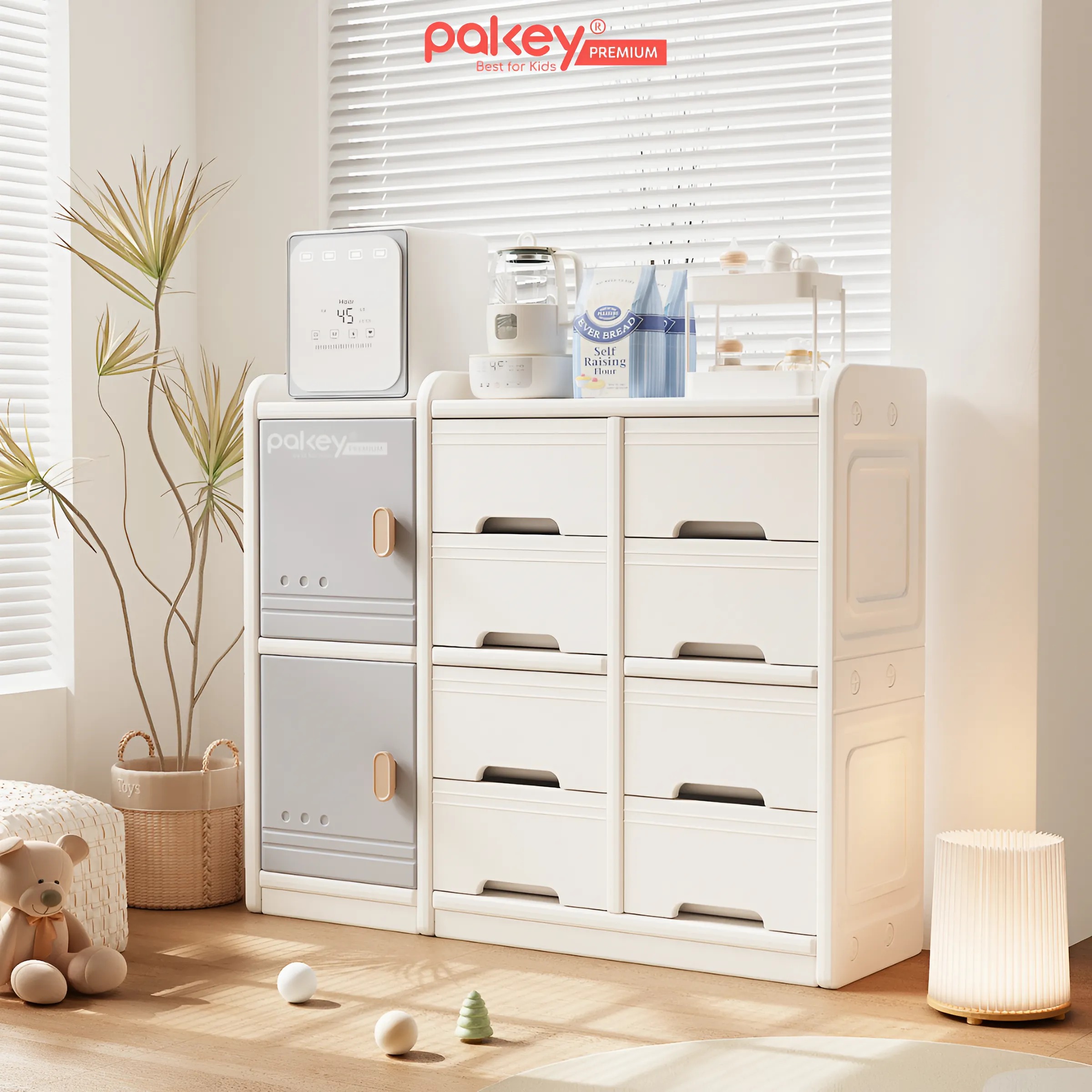 Mô tả Kệ Đựng Đồ Đa Năng PAKEY Phong Cách Hàn Quốc Nhiều Ngăn, Tủ Để Đồ Sơ Sinh Dung Tích Lưu Trữ Lớn (Có Tấm Hậu) - 1