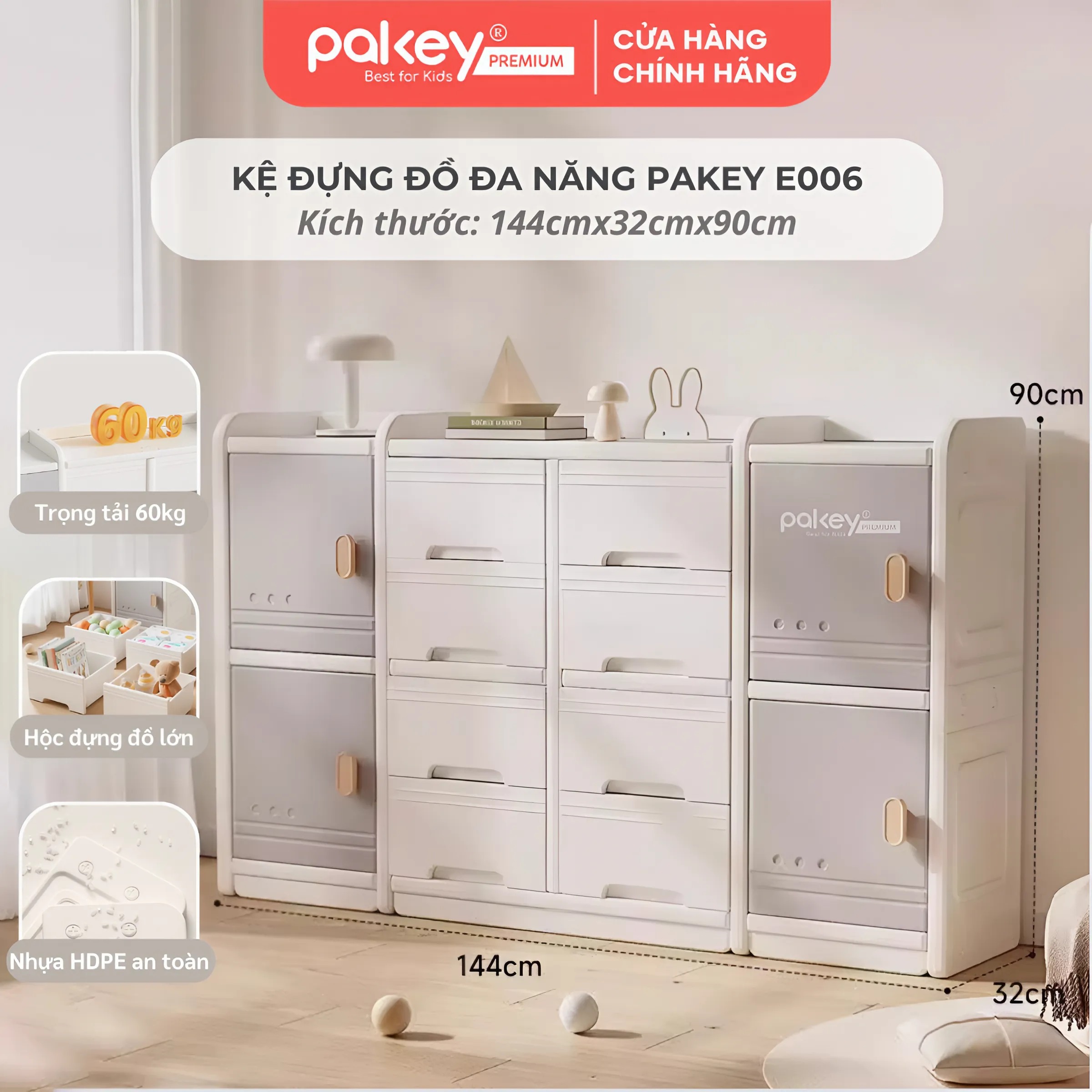 Mô tả Kệ Đựng Đồ Đa Năng PAKEY Phong Cách Hàn Quốc Nhiều Ngăn, Tủ Để Đồ Sơ Sinh Dung Tích Lưu Trữ Lớn (Có Tấm Hậu) - 3