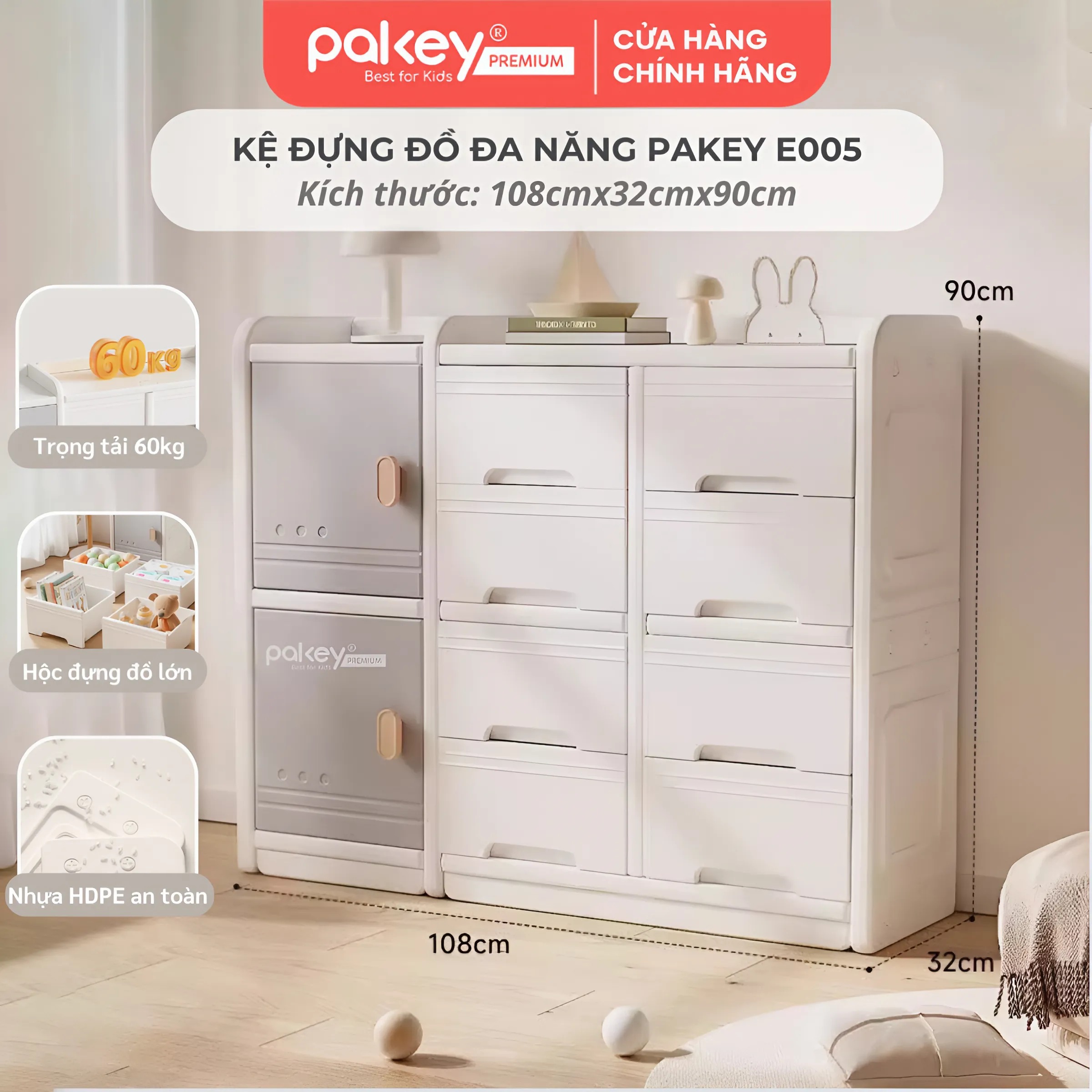 Mô tả Kệ Đựng Đồ Đa Năng PAKEY Phong Cách Hàn Quốc Nhiều Ngăn, Tủ Để Đồ Sơ Sinh Dung Tích Lưu Trữ Lớn (Có Tấm Hậu) - 2