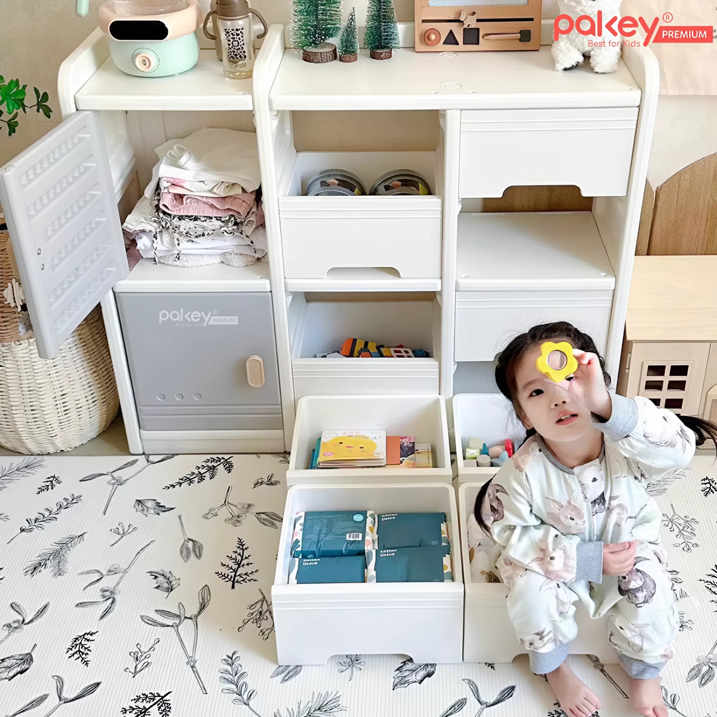 Mô tả Kệ Đựng Đồ Đa Năng PAKEY Phong Cách Hàn Quốc Nhiều Ngăn, Tủ Để Đồ Sơ Sinh Dung Tích Lưu Trữ Lớn (Có Tấm Hậu) - 4