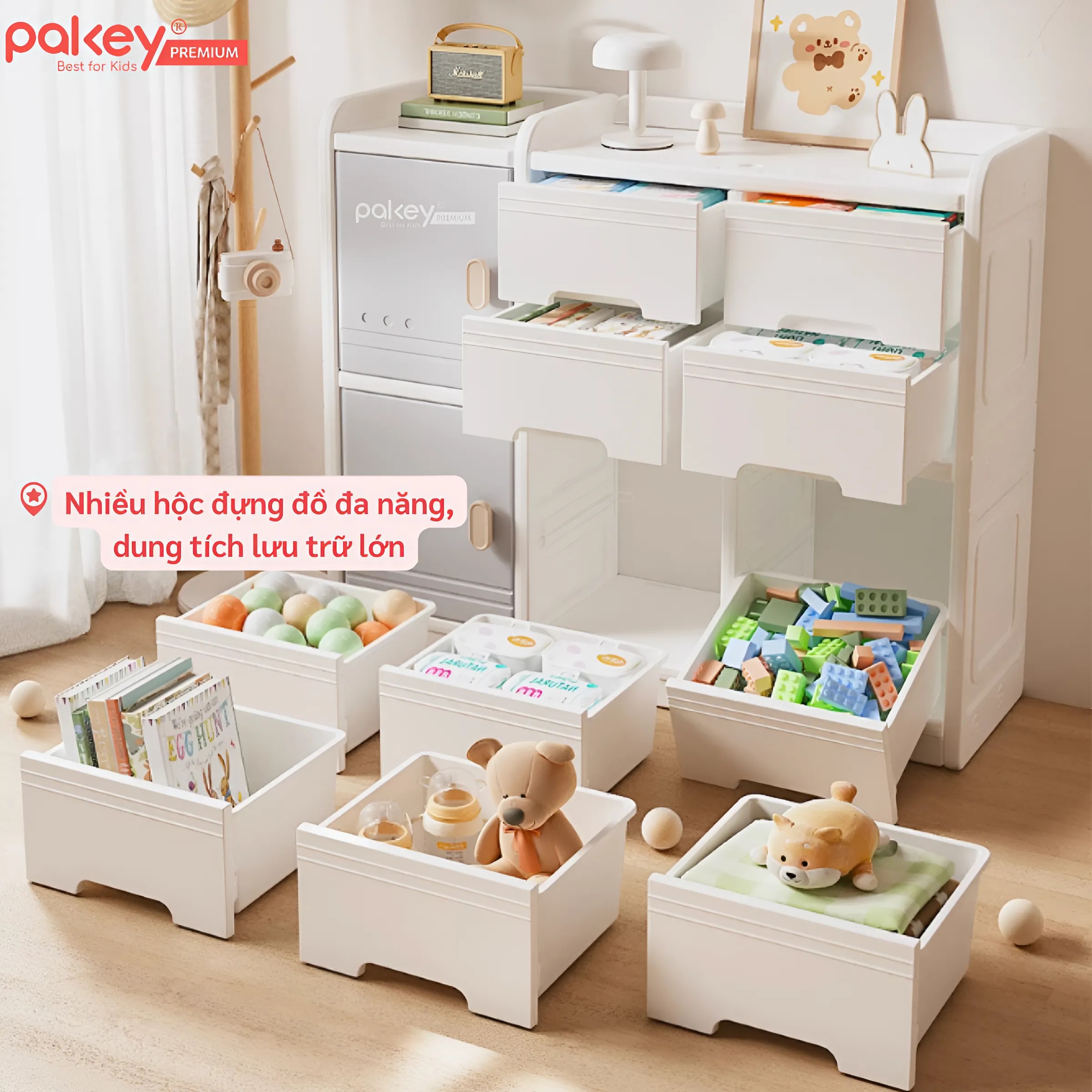 Mô tả Kệ Đựng Đồ Đa Năng PAKEY Phong Cách Hàn Quốc Nhiều Ngăn, Tủ Để Đồ Sơ Sinh Dung Tích Lưu Trữ Lớn (Có Tấm Hậu) - 5