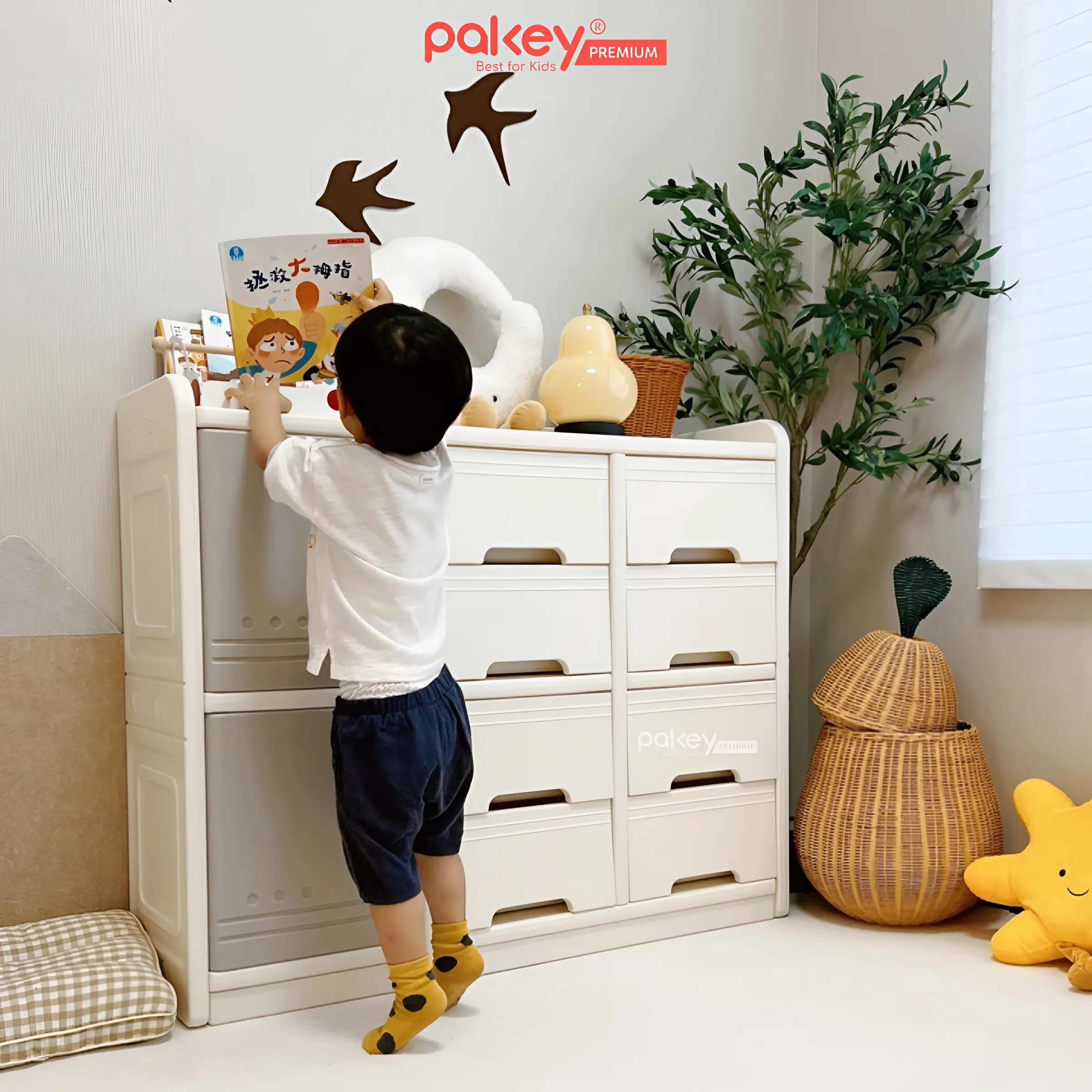 Mô tả Kệ Đựng Đồ Đa Năng PAKEY Phong Cách Hàn Quốc Nhiều Ngăn, Tủ Để Đồ Sơ Sinh Dung Tích Lưu Trữ Lớn (Có Tấm Hậu) - 7