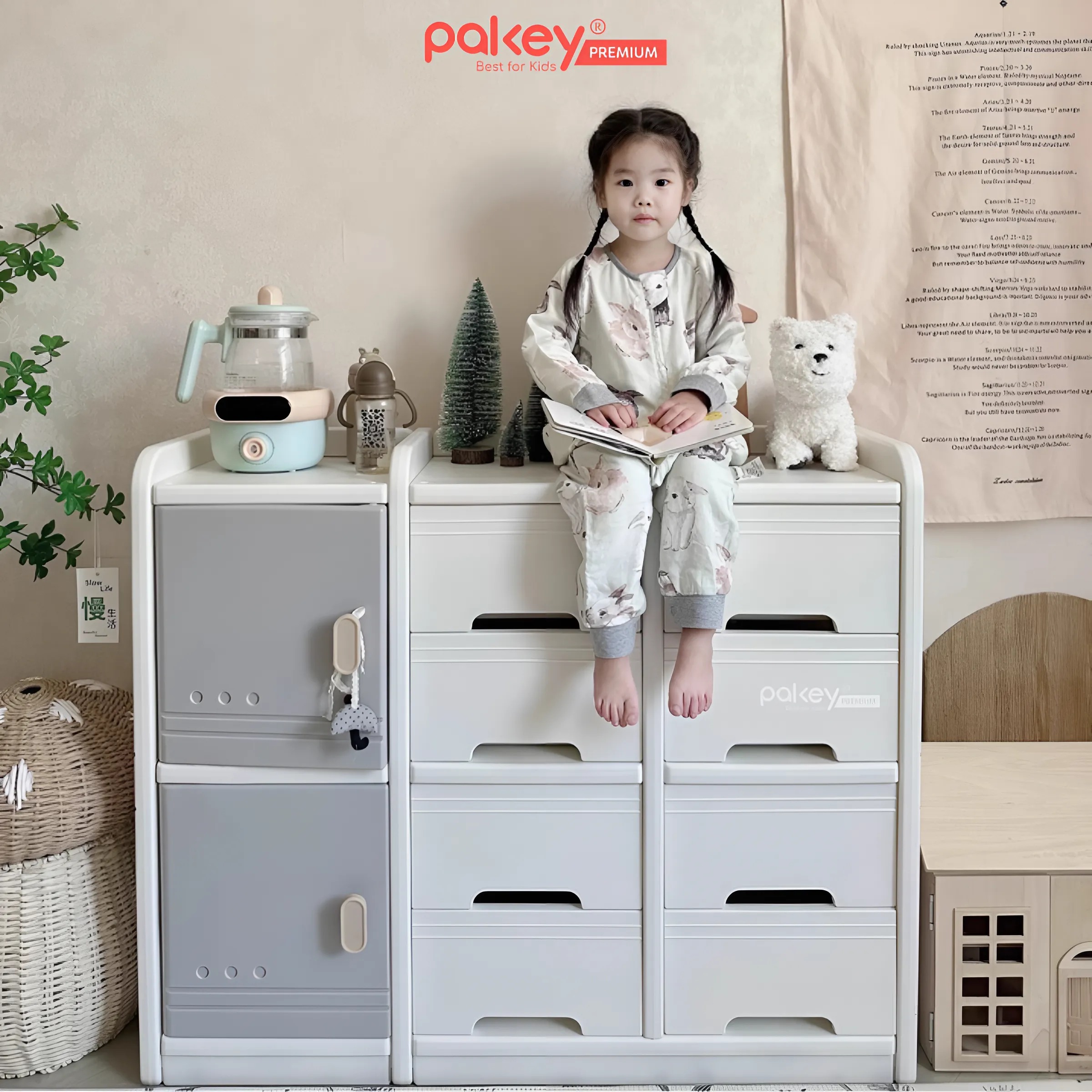 Mô tả Kệ Đựng Đồ Đa Năng PAKEY Phong Cách Hàn Quốc Nhiều Ngăn, Tủ Để Đồ Sơ Sinh Dung Tích Lưu Trữ Lớn (Có Tấm Hậu) - 8