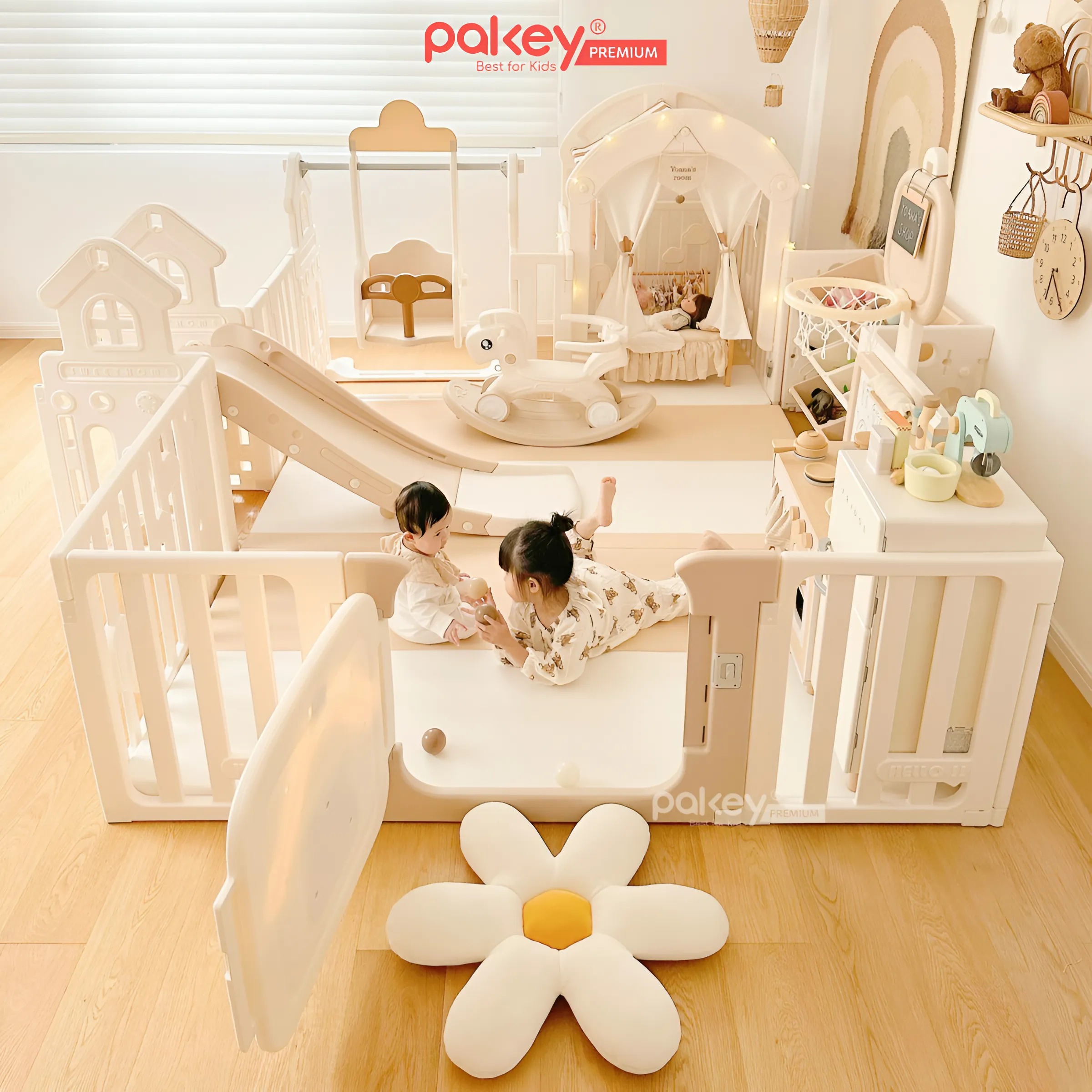 Mô tả Quây Cũi Nhựa Full PAKEY Gấu Mặt Trăng Tích Hợp Nhiều Trò Chơi Cho Bé, Chiều Cao Vượt Trội 65cm - Bảo Hành Trọn Đời - 1