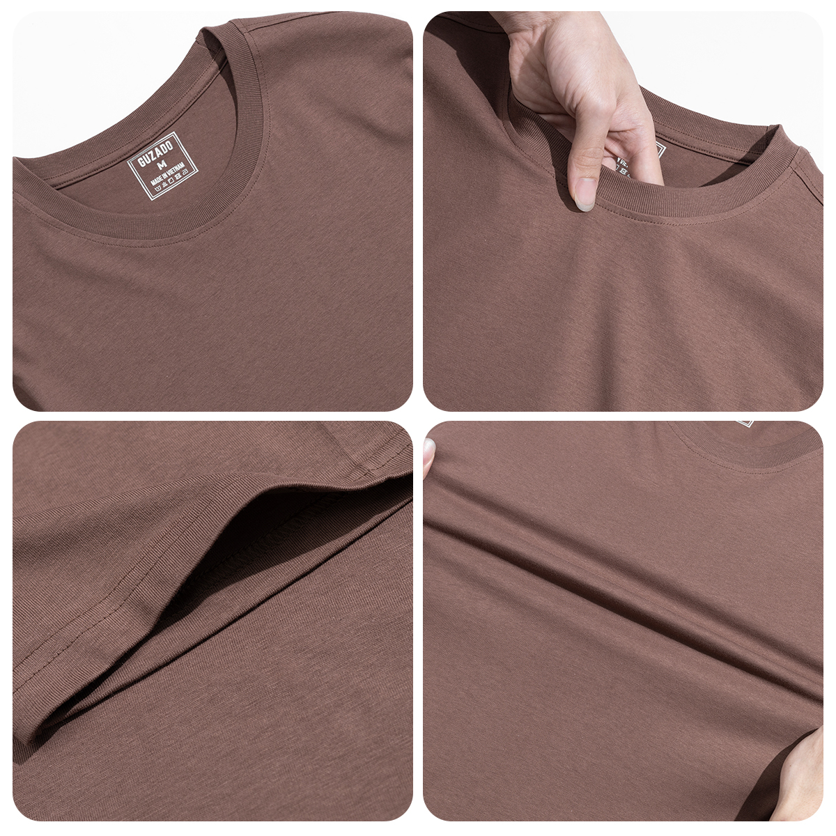 Mô tả Áo Thun Nam T-Shirt GUZADO Mẫu BASIC Chuẩn Form, Cotton 220g, Dày dặn, Mềm mịn,Thoải mái GTS05 - 4