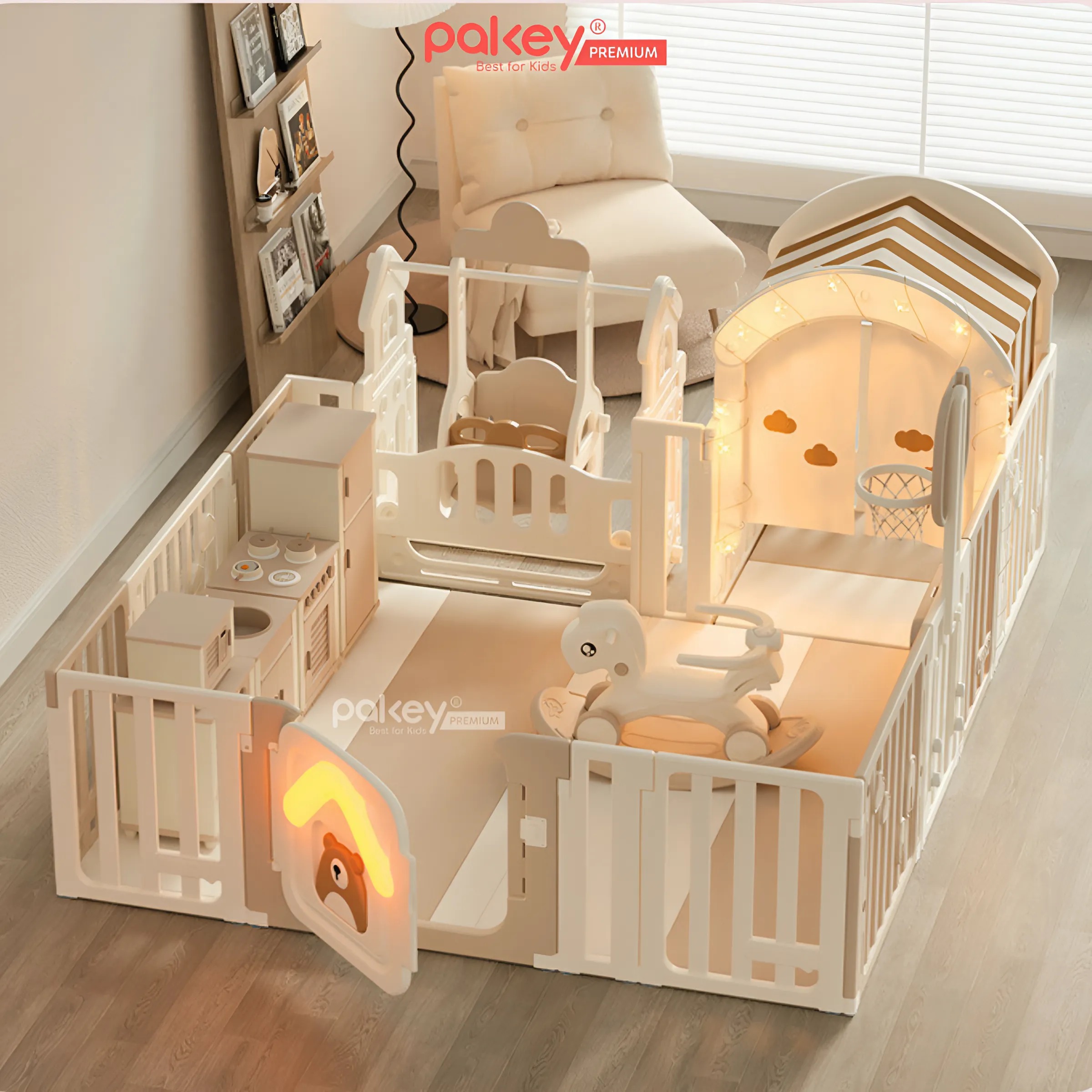 Mô tả Quây Cũi Nhựa Full PAKEY Gấu Mặt Trăng Tích Hợp Nhiều Trò Chơi Cho Bé, Chiều Cao Vượt Trội 65cm - Bảo Hành Trọn Đời - 7