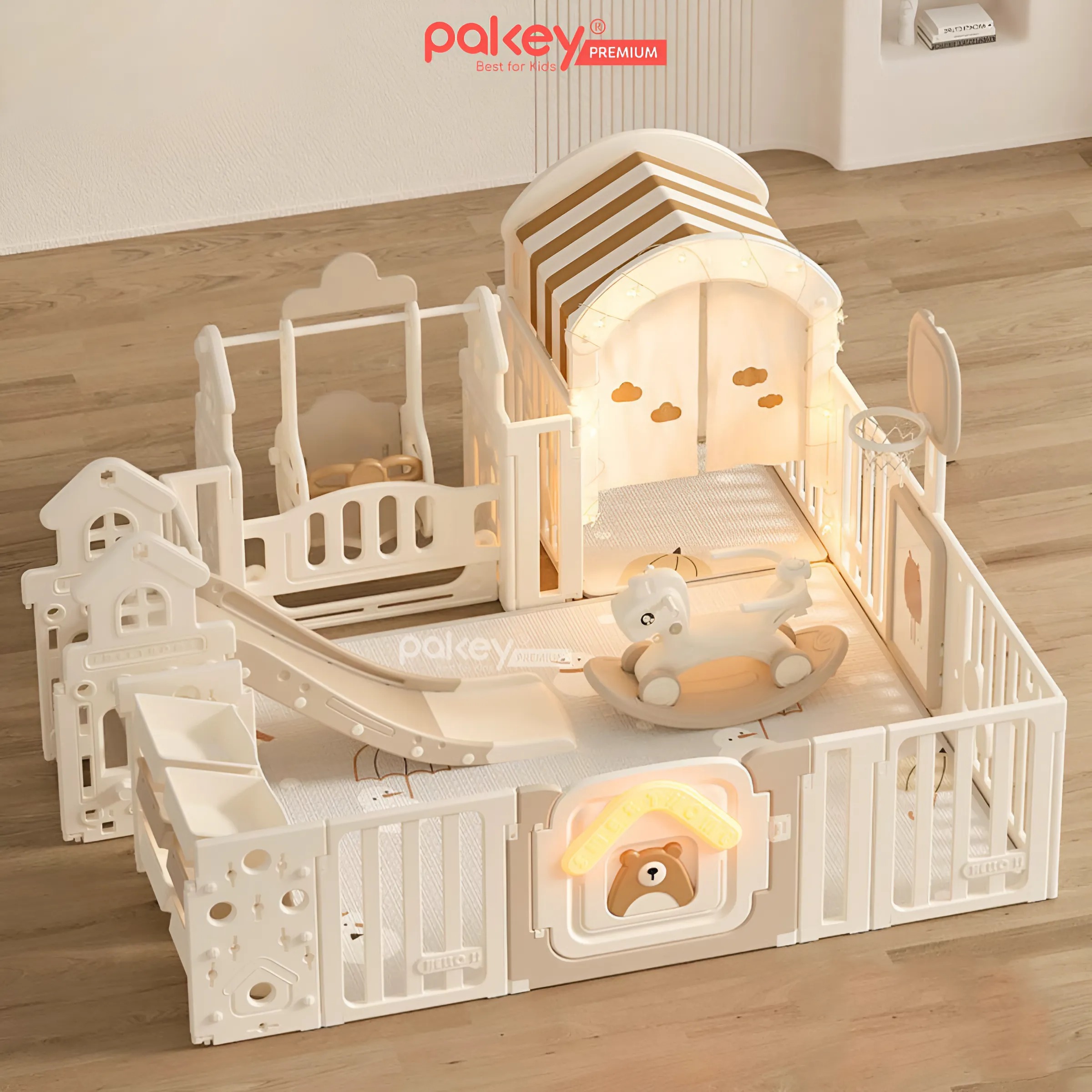 Mô tả Quây Cũi Nhựa Full PAKEY Gấu Mặt Trăng Tích Hợp Nhiều Trò Chơi Cho Bé, Chiều Cao Vượt Trội 65cm - Bảo Hành Trọn Đời - 9